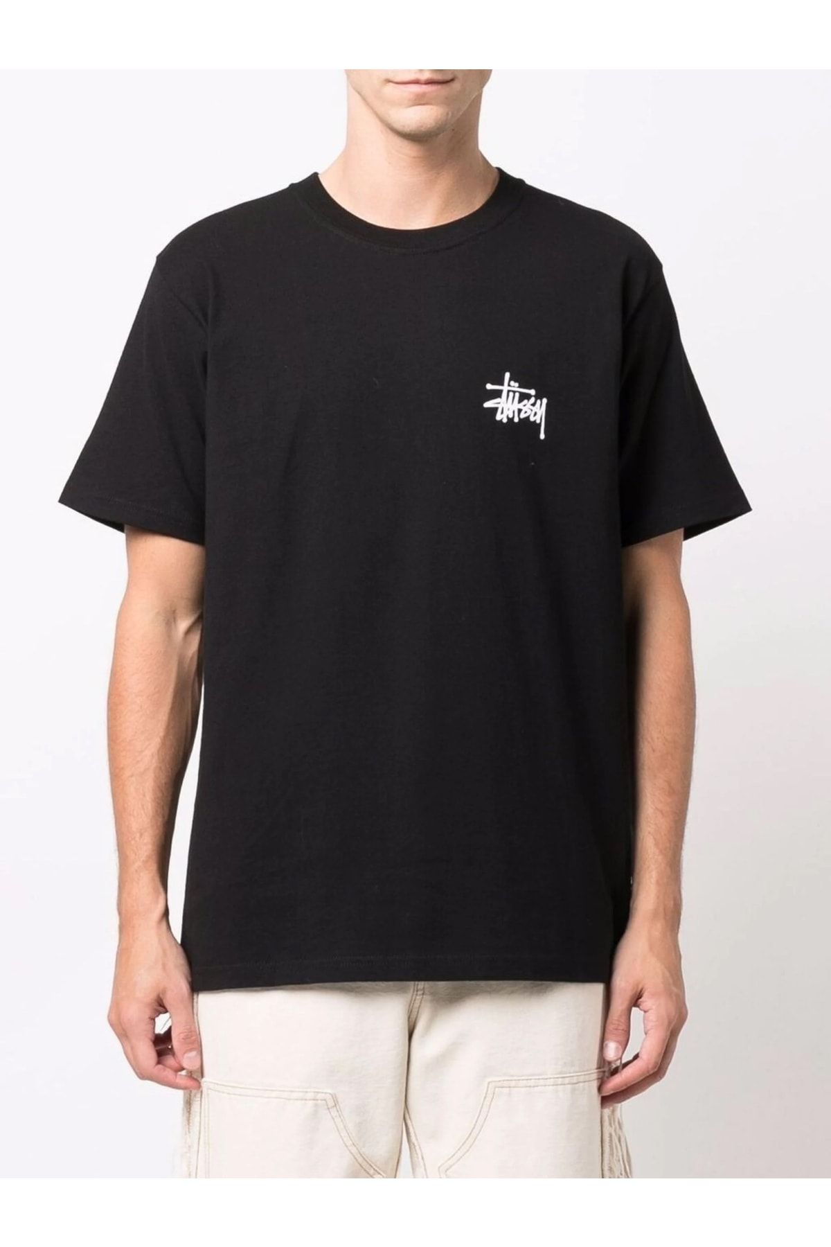 Stussy Siyah Sırt Baskılı Unisex Kısa Kol T-shirt