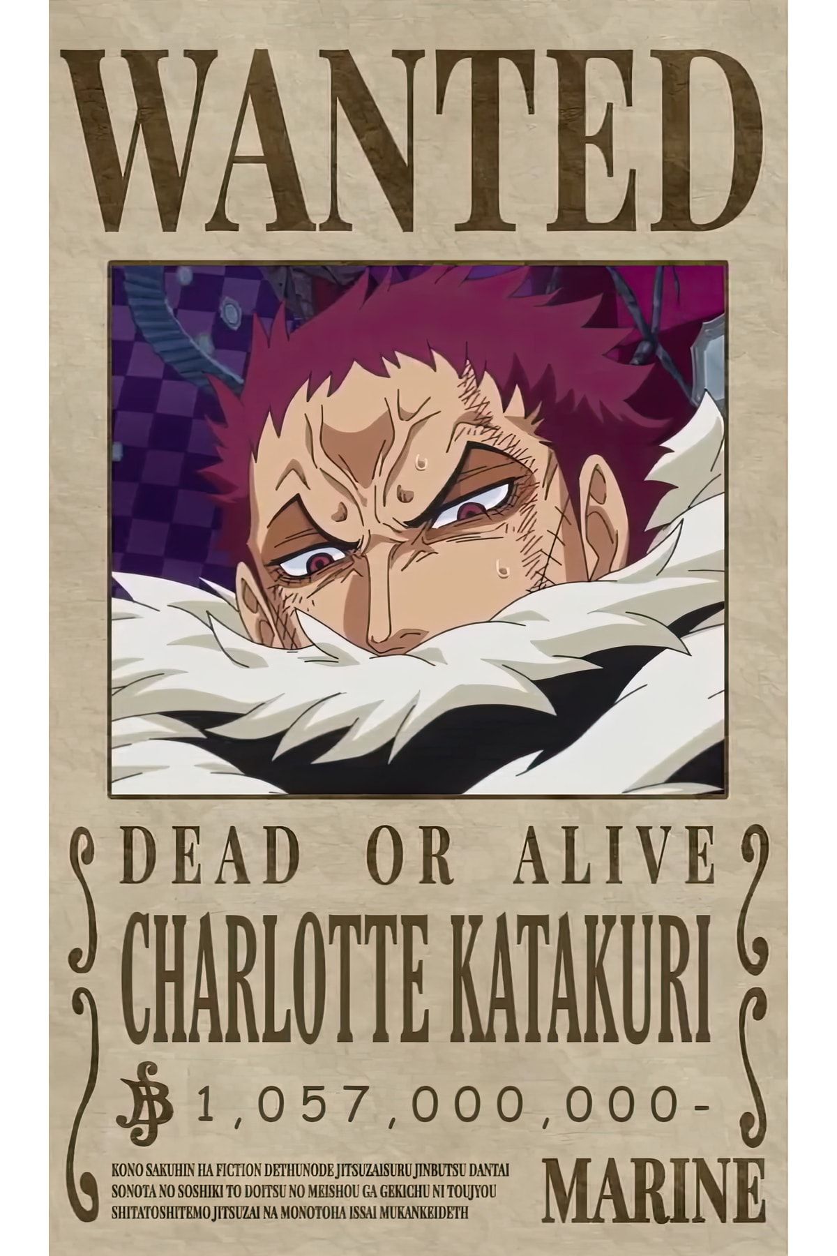 uzuntuning One Piece Charlote Katakuri Aranıyor Wanted Posteri