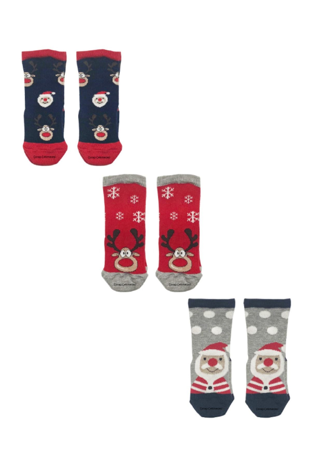 Çorap Çekmecesi Yeni Doğan-bebek Noel Temalı Çorap 3'lü