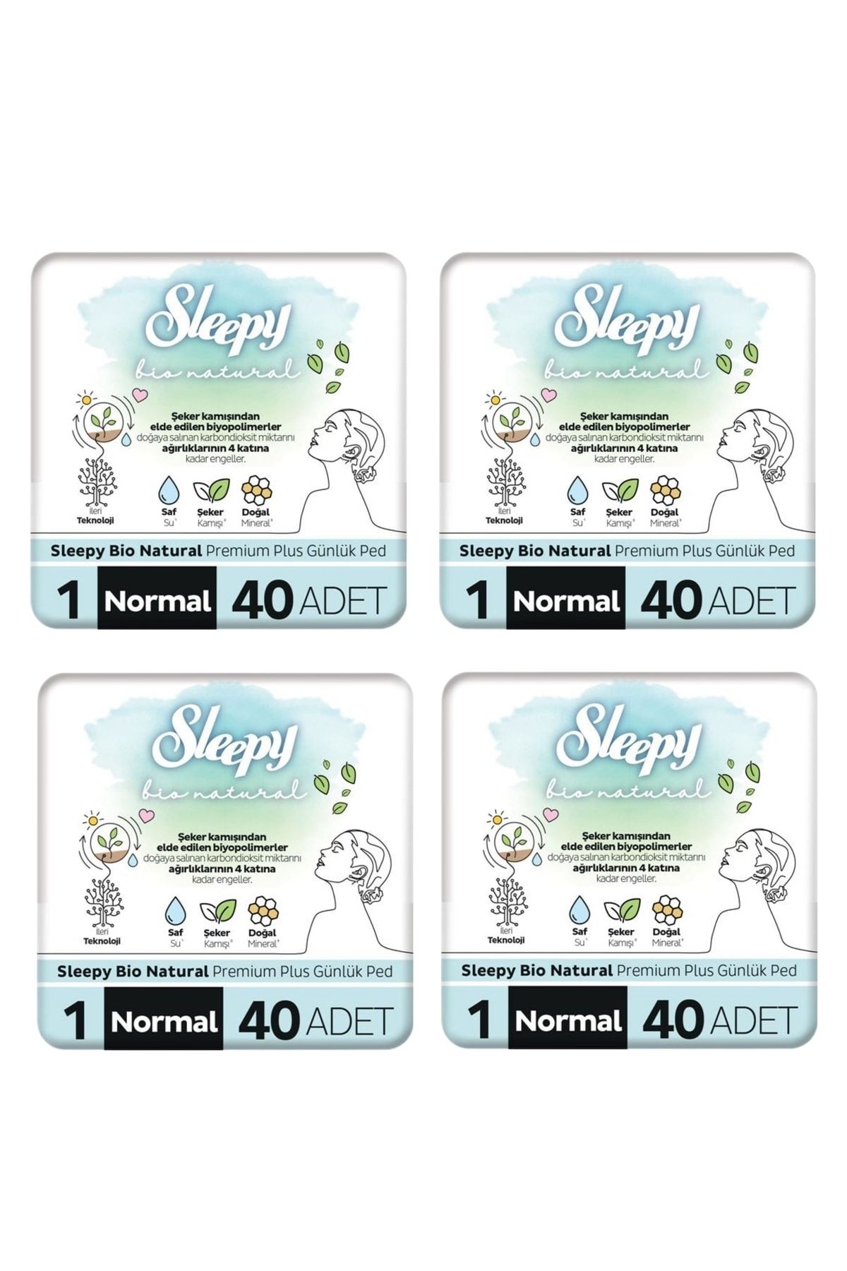 Sleepy Bio Natürel Premium Plus Günlük Ped 40 Li*4 Adet