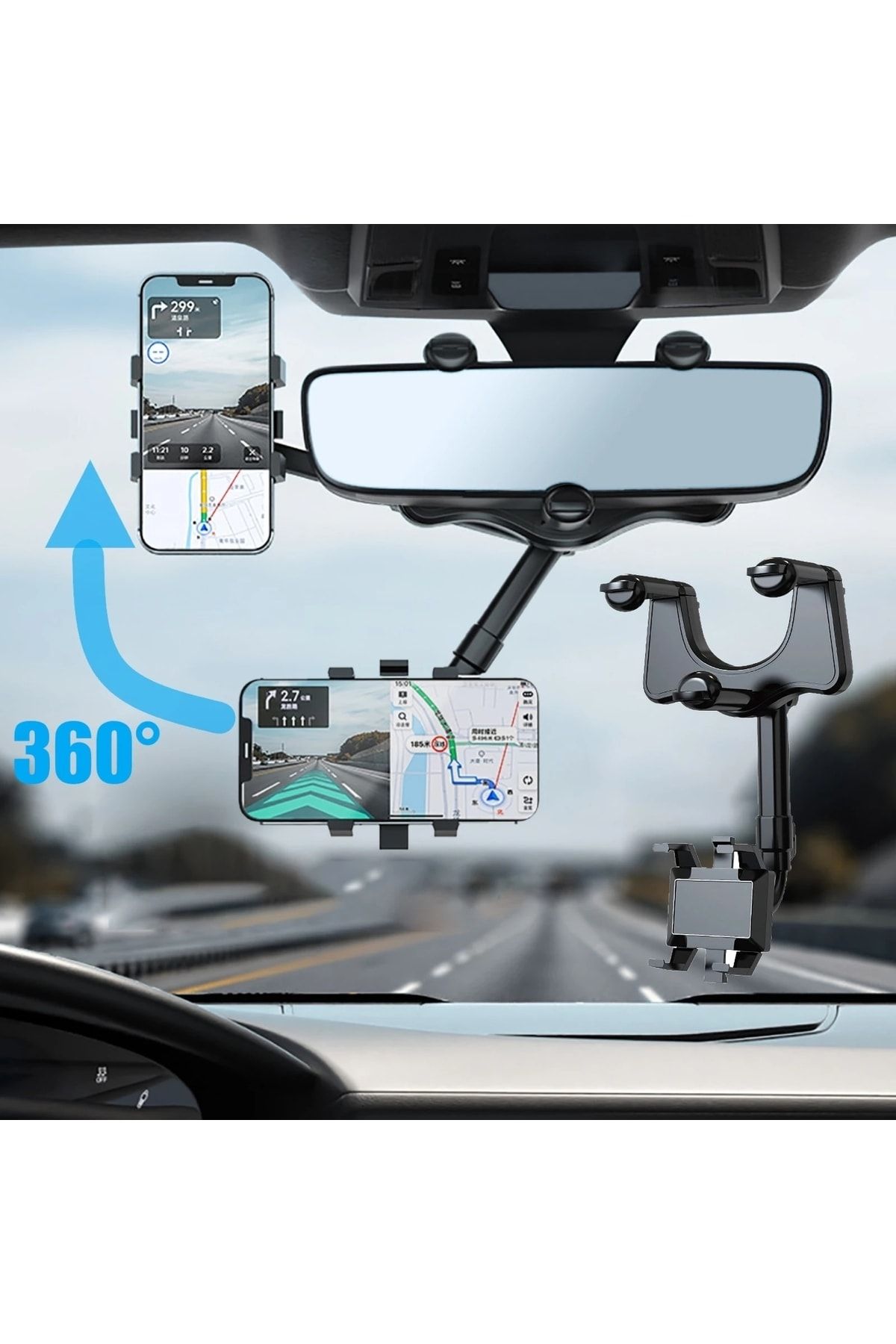 mimtec Araç İçi Uzayan Ayarlanabilir Dikiz Aynası Telefon Tutucu Car Holder (açıklamayı Okuyunuz)