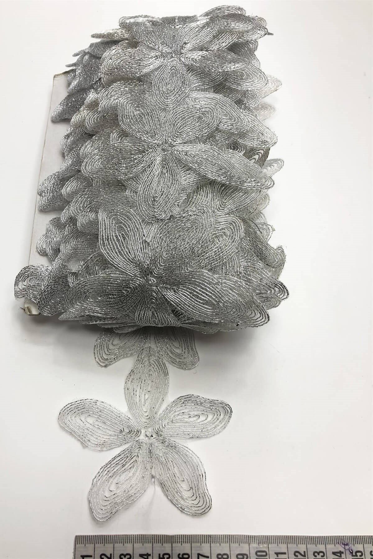 ESPEREST Gümüş Fransız Çiçek Güpür Dantel