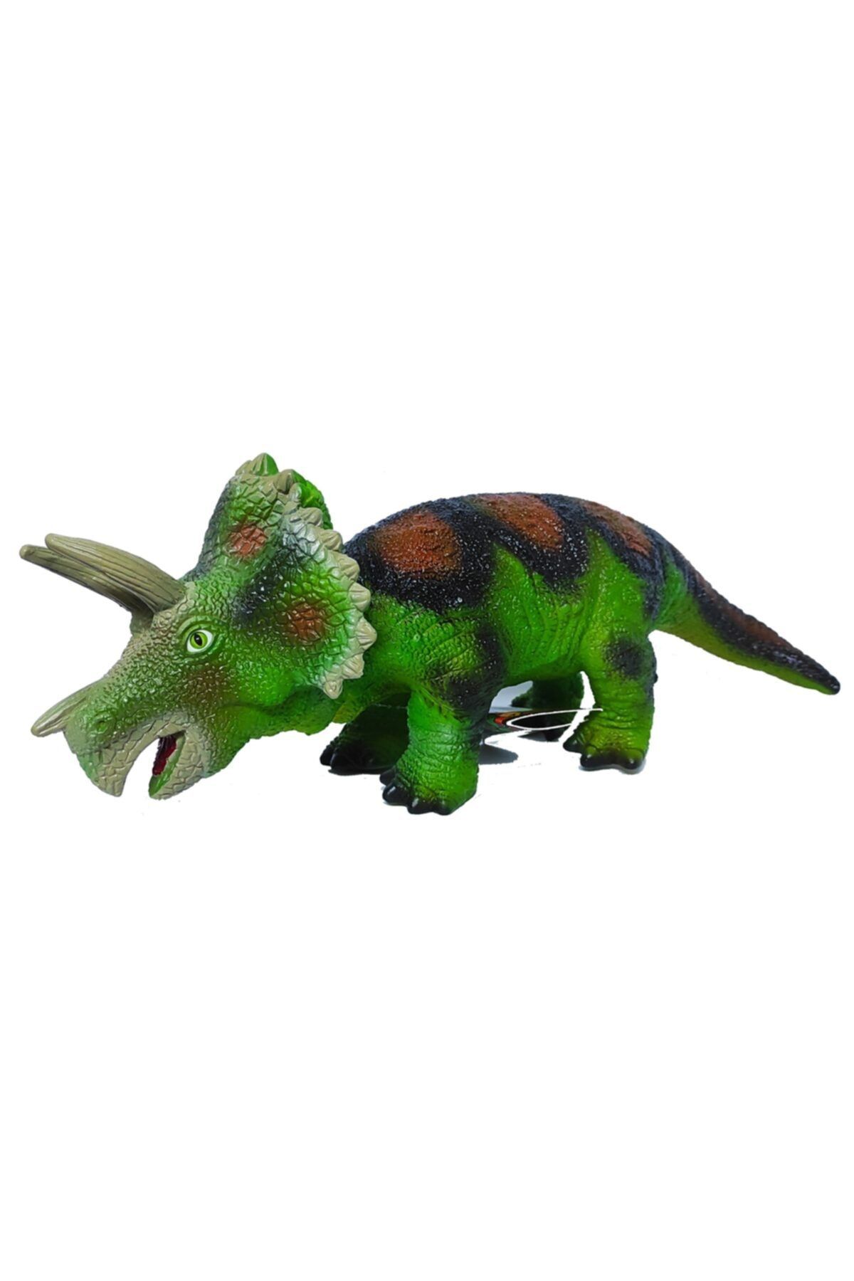 Brother Toys 42 cm Uzunluğunda Sesli Soft Triceraptors Boynuzlu Dinozor Model-1