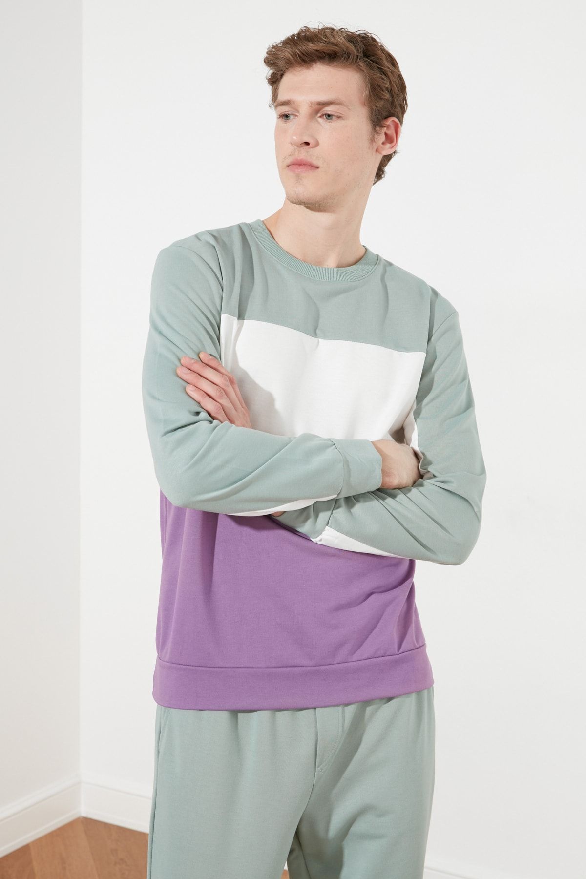 TRENDYOL MAN Mint Erkek Regular Fit Sweatshirt TMNSS21SW0218