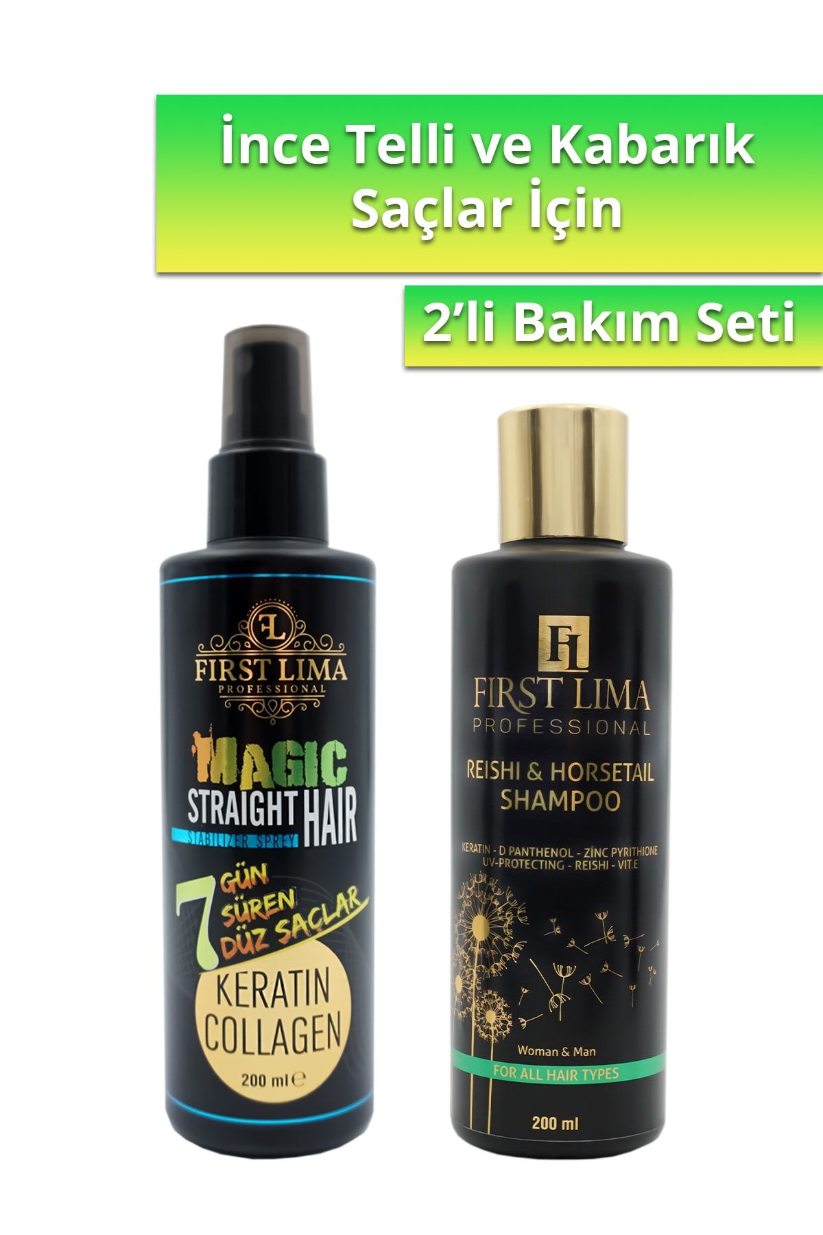 First Lima Professional 7 Güne Kadar Kalıcı Saç Düzleştirici Magic Straight Hair Ve Reishi & Horsetail Şampuan 200ml
