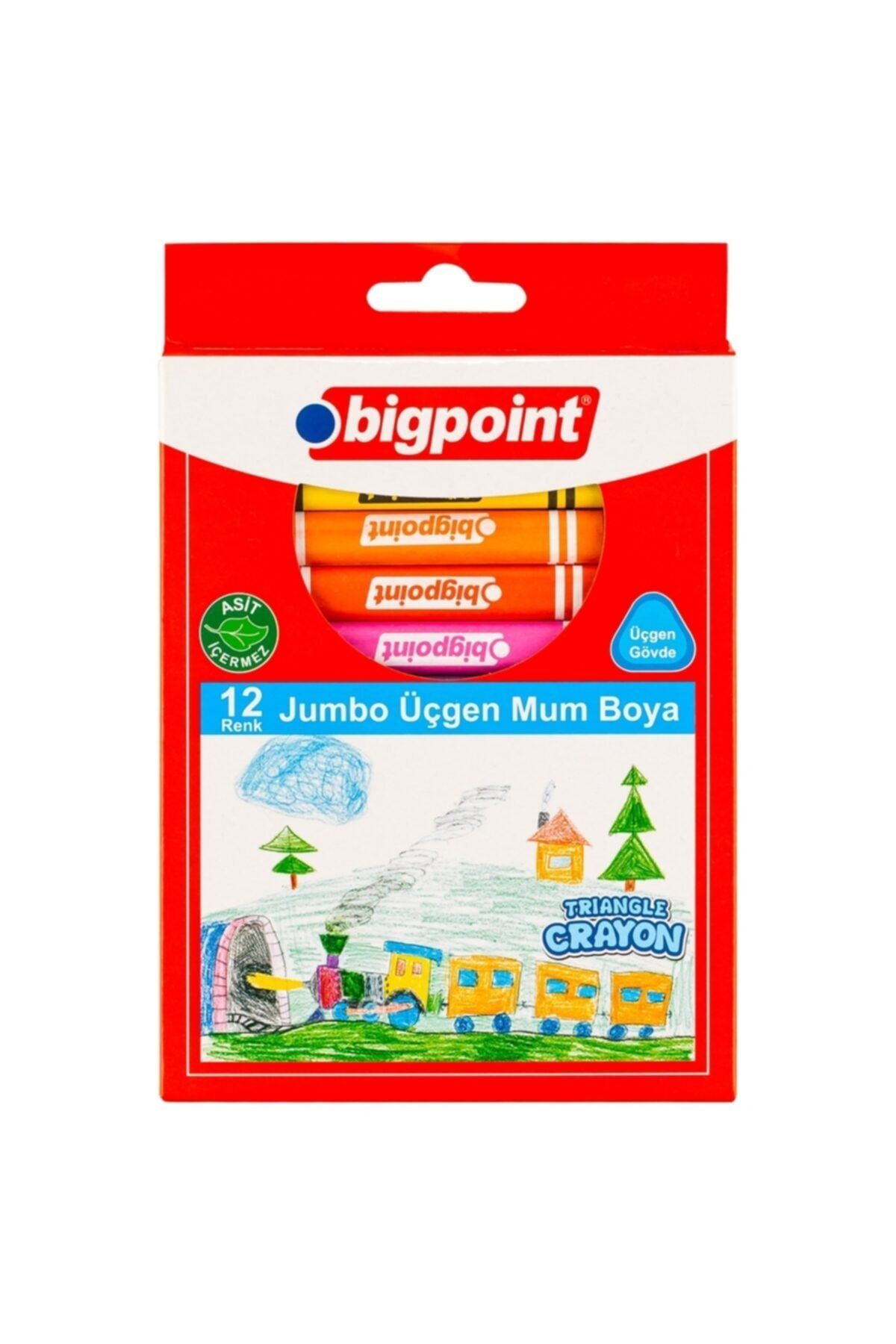 Bigpoint Jumbo Üçgen Mum Boya 12 Renk 12'li Paket