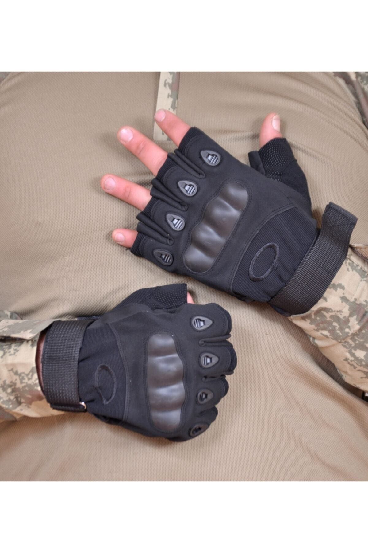 Silyon Askeri Giyim Taktik Eldiven Askeri Tip Kısa Parmak Kemikli Tactical Eldiven