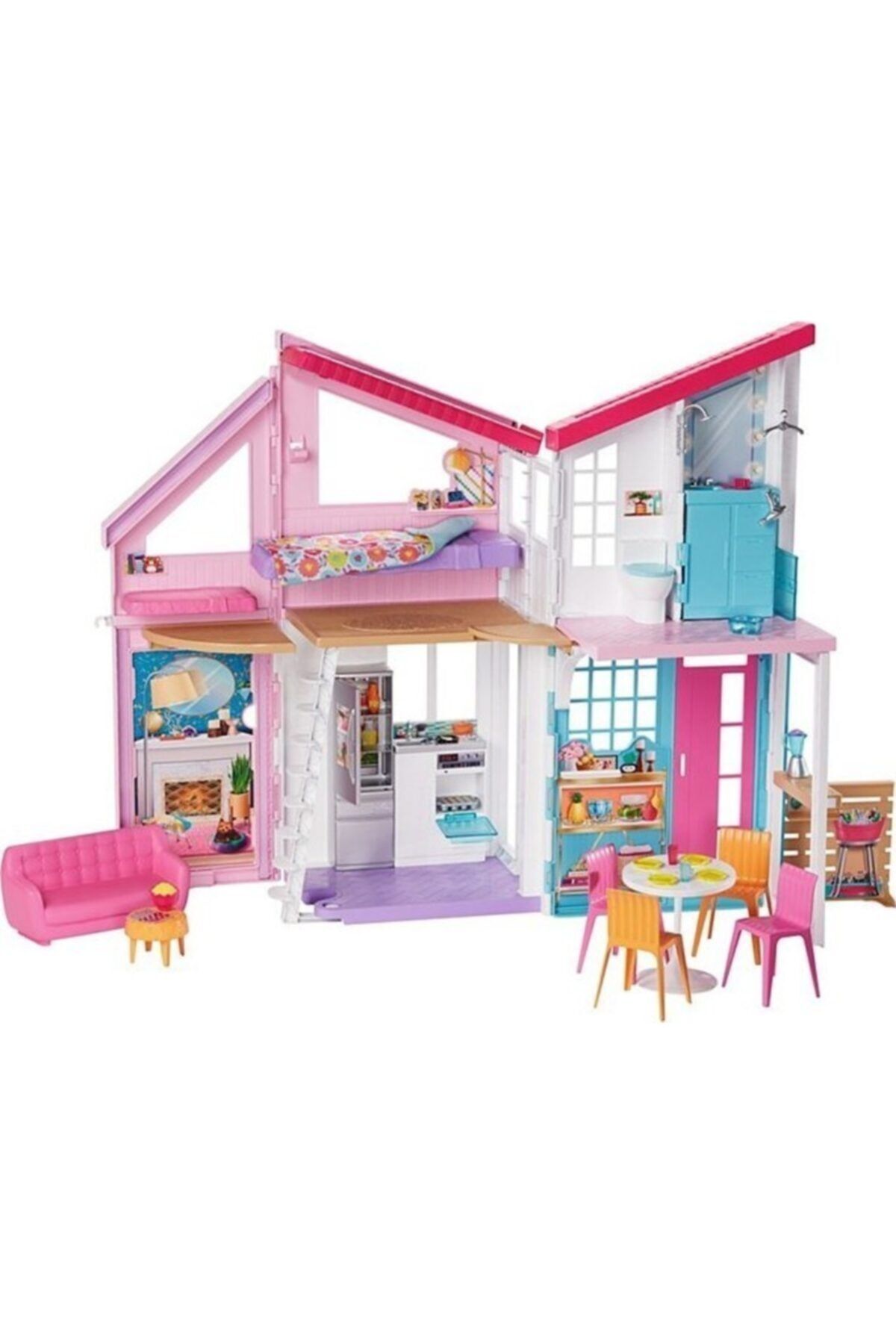 Barbie Malibu Evi, Dönüşüm Özellikli, 25'ten Fazla Parçalı Ve 2 Katlı Bebek Evi Fxg57
