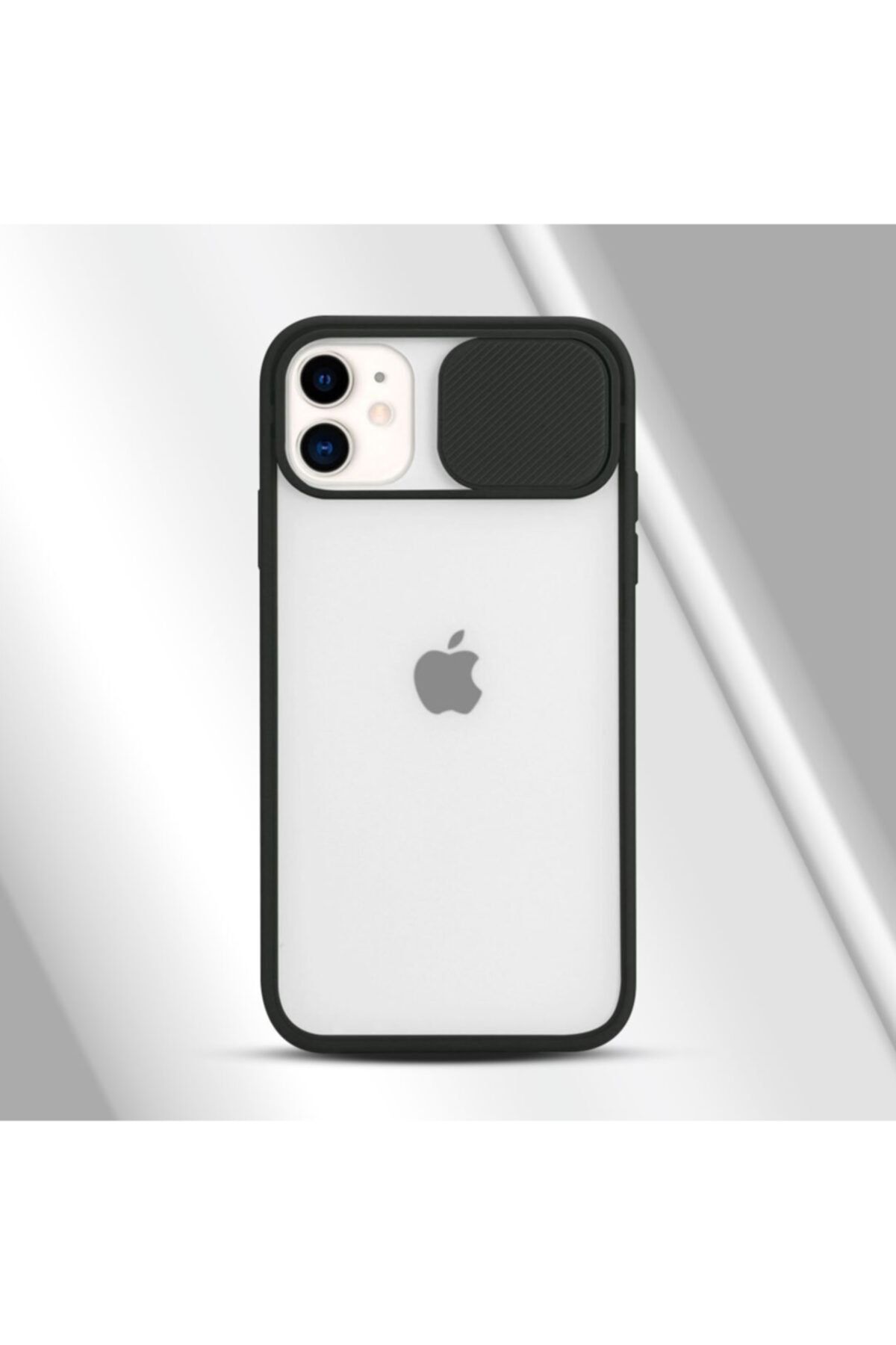 EPRO Iphone 12 Mini Uyumlu Kamera Lens Korumalı Sürgülü Siyah Silikon Kılıf Slayt Özellikli Arka Kapak.