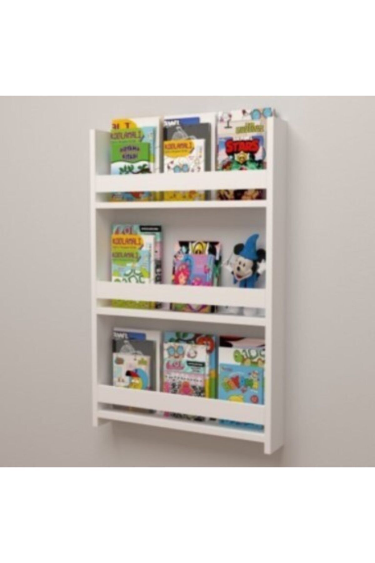ÇEVİK SUNAR Beyaz Montessori Çocuk Odası Eğitici Kitaplık Rafı