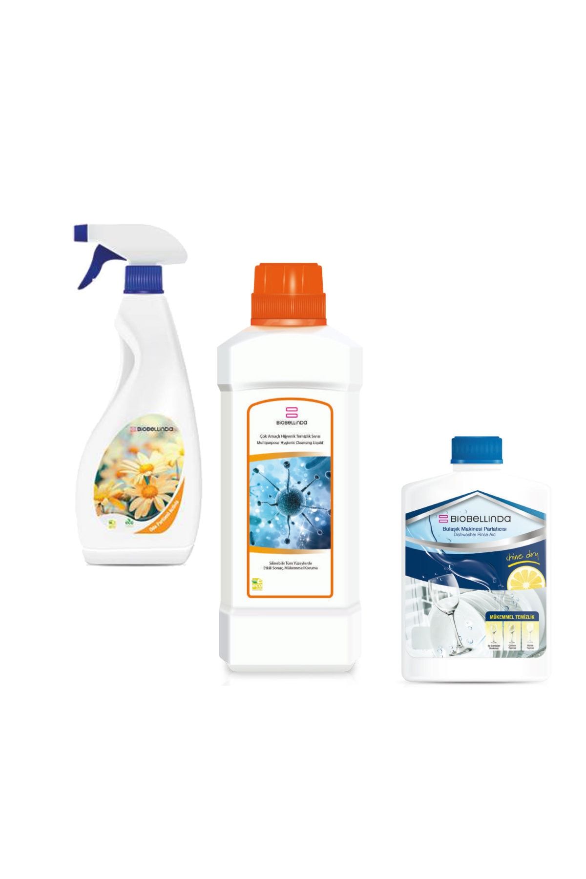 BioBellinda Oda Parfümü Activia + Çok Amaçlı Hijyenik Temizleme Sıvısı + Bulaşık Makinası Parlatıcı
