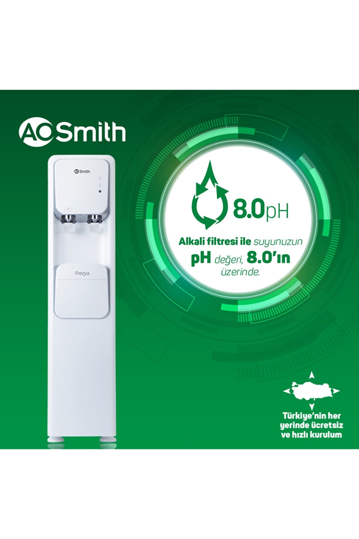 A.O. Smith Arıtmalı Su Sebili Sıcak Soğuk Ao Smith Frezya 300 S Fiyatı