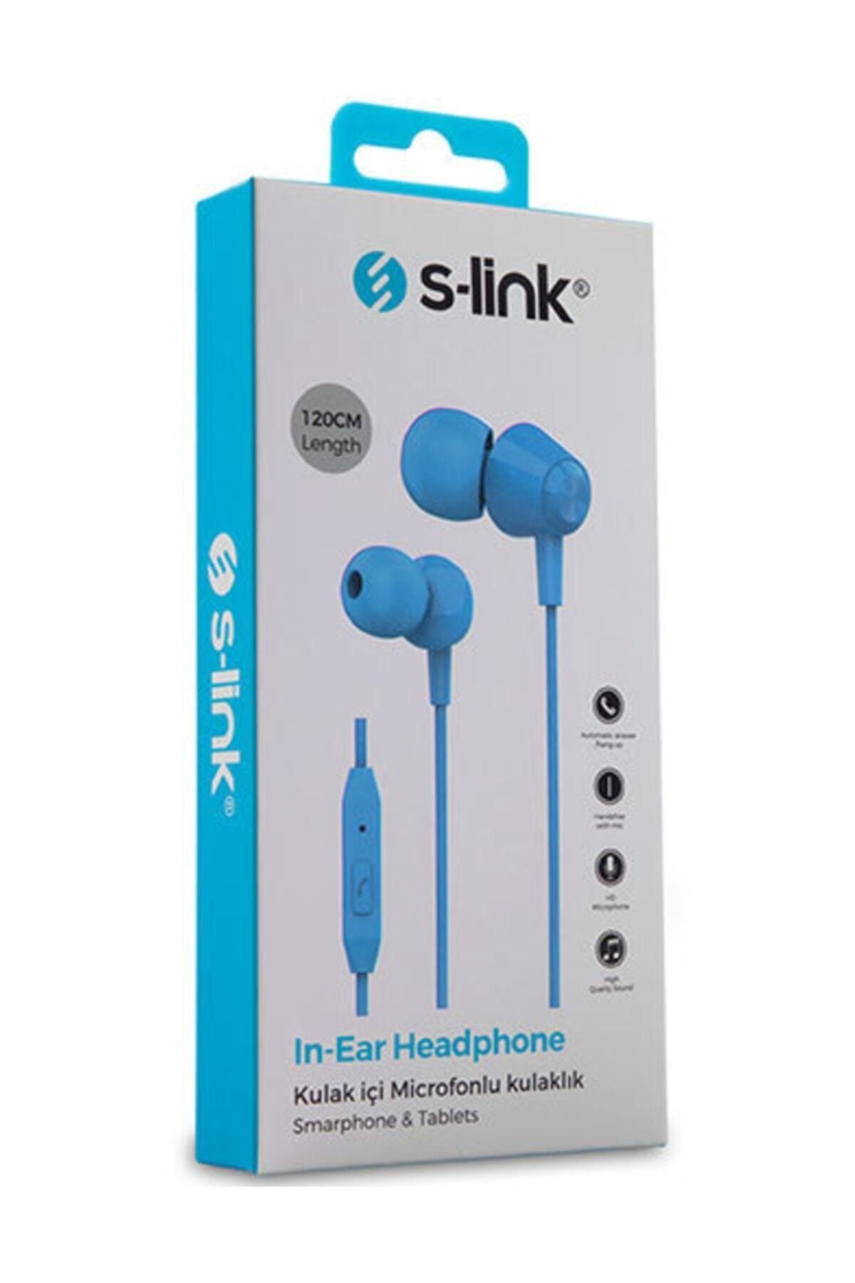 S-Link Mobil Telefon Uyumlu Mavi Kulak Içi Mikrofonlu Kulaklık Sl-ku160