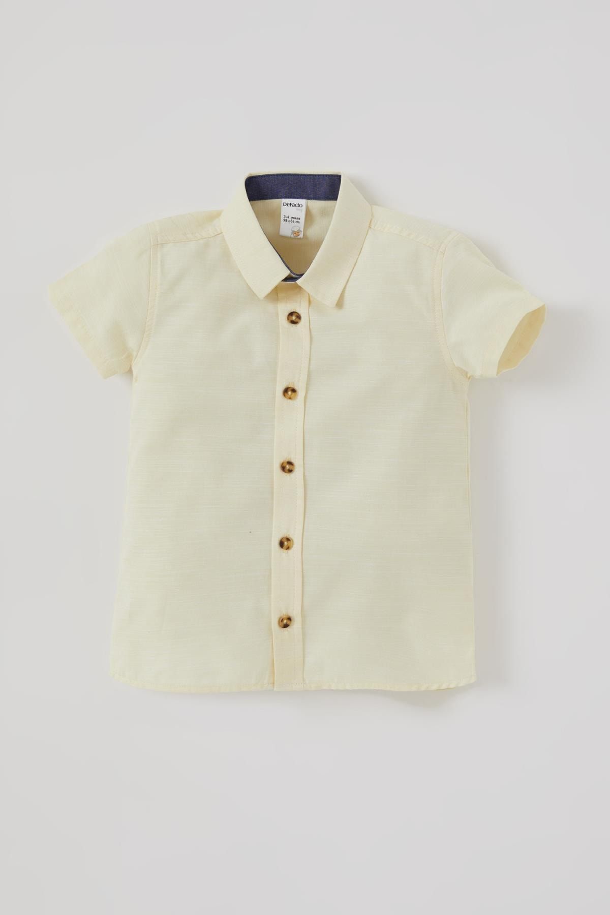Defacto Erkek Sarı Bebek Kısa Kol Gömlek