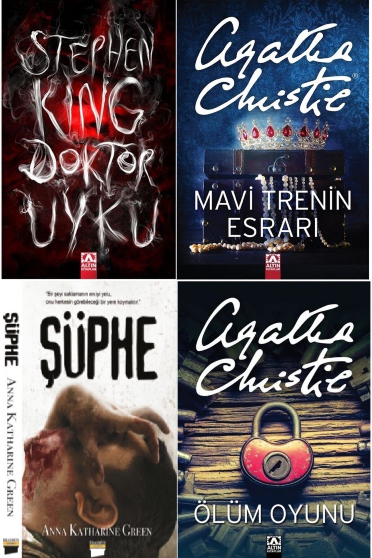 Optimum Kitap Doktor Uyku - Stephen King, Mavi Trenin Esrarı - Agatha Christie, Şüphe, Ölüm Oyunu Kitap Seti