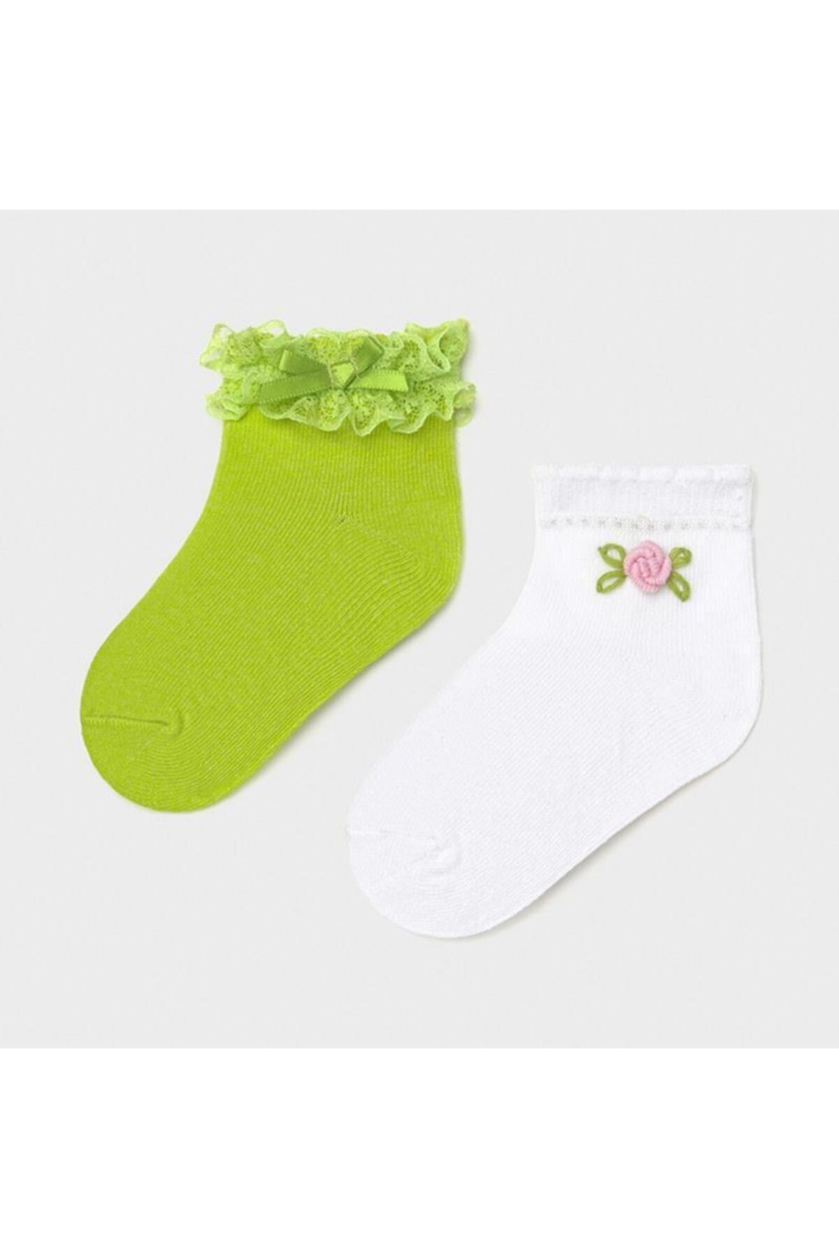 Mayoral Kız Bebek Yeşil Desenli Çorap Seti