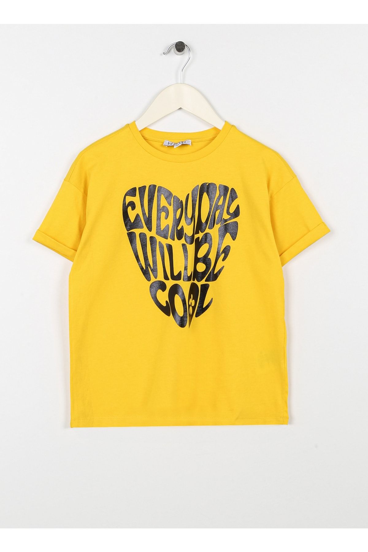 LİMON COMPANY Limon Baskılı Sarı Kız Çocuk T-shirt Cool Gırl-23