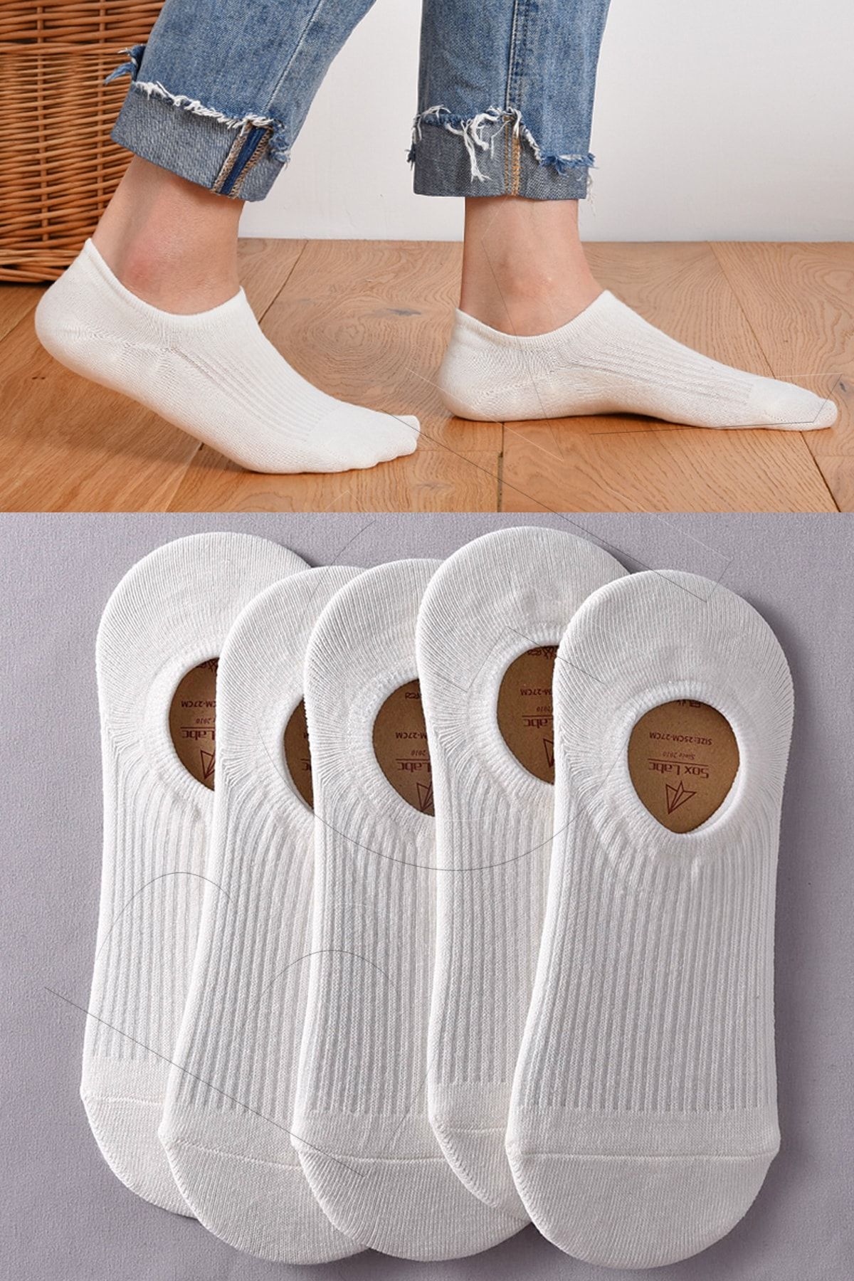 BGK Unisex 5 Çift Renkli Babet Çorap
