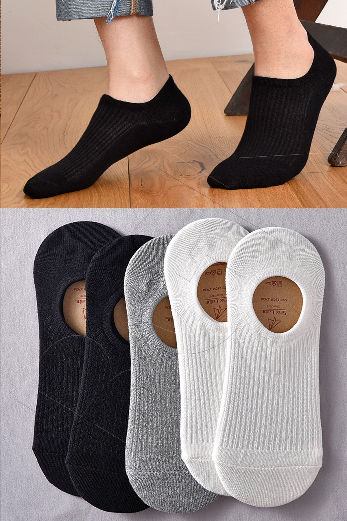 BGK Unisex 5 Çift Renkli Babet Çorap