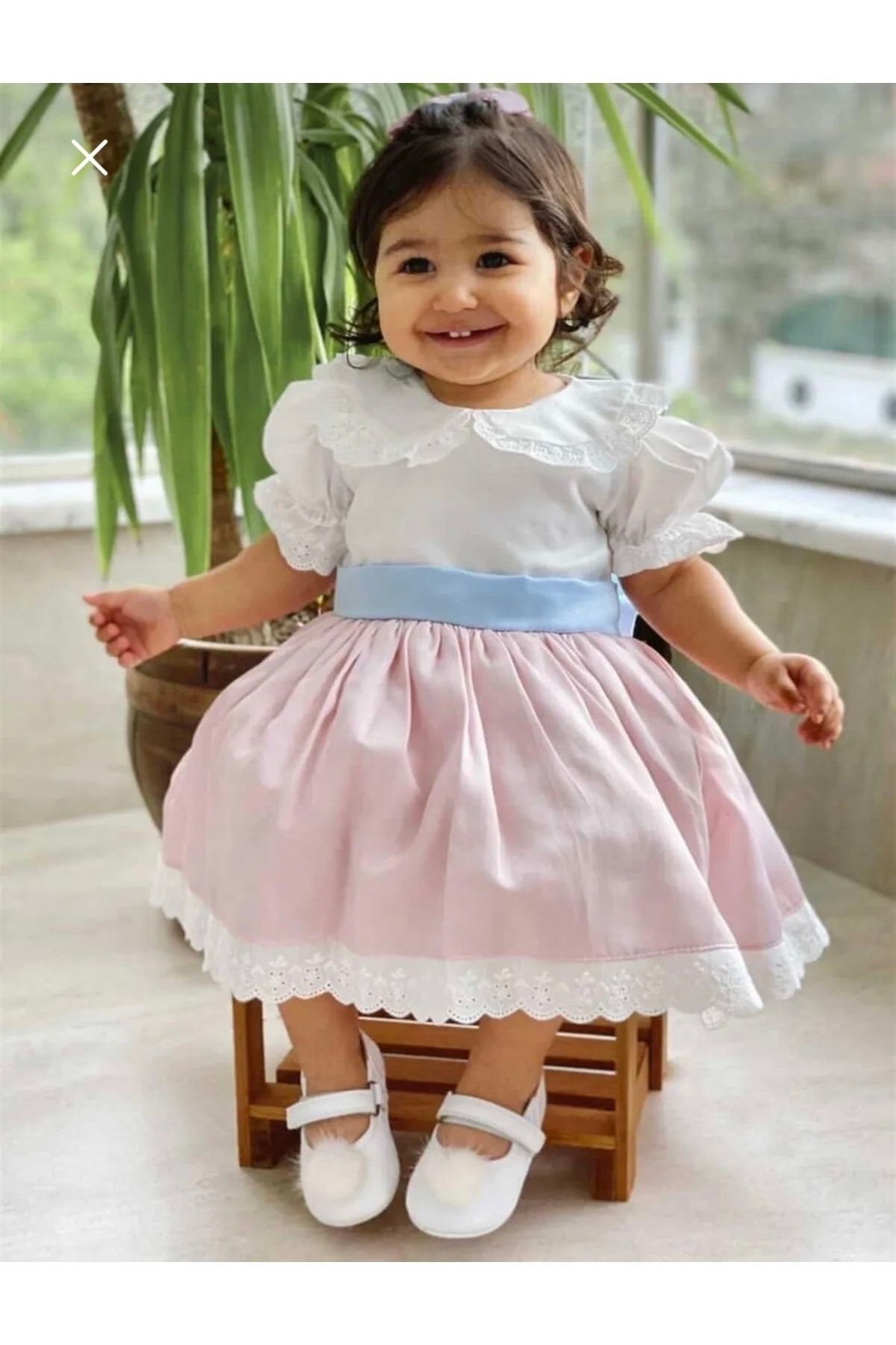 Murat Baby Pembe Vintage Kız Çoçuk Elbise