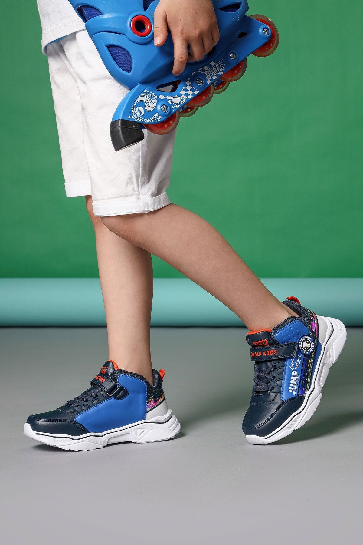 Jump 25792 Lacivert Royal Mavi Turuncu Çocuk Günlük Rahat Yürüyüş Sneaker Spor Ayakkabı