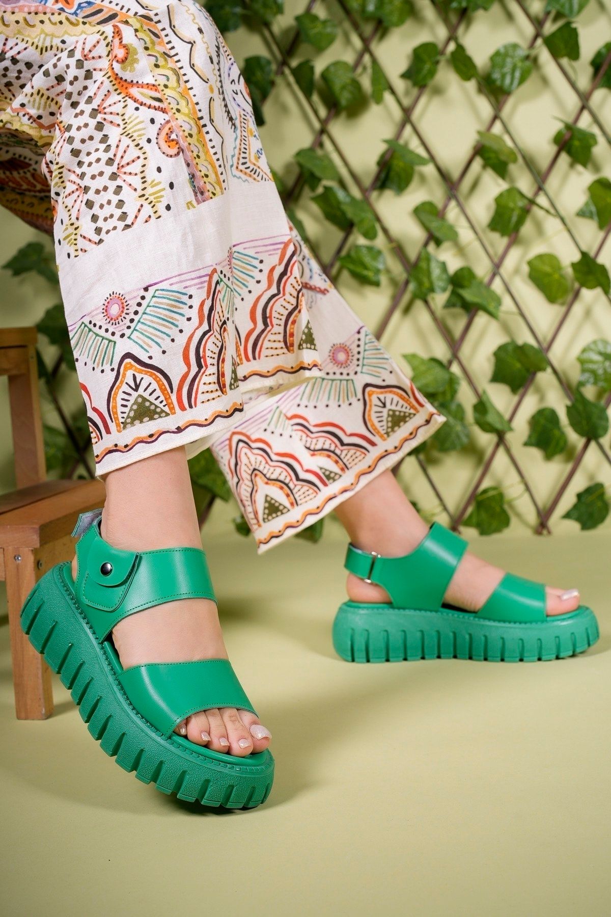 Riccon Kadın Sandalet 0012601 Yeşil