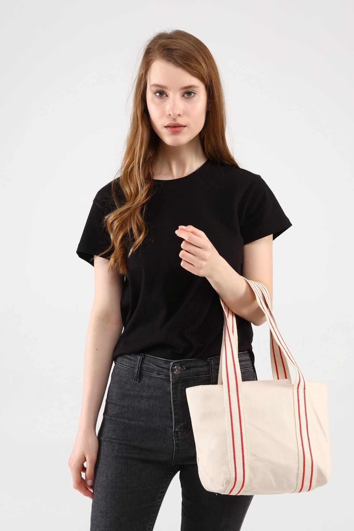 ICONE BAG Bej Renk Kadın Çantası, Kadın Dokuma Kanvas El Ve Omuz Çantası, Çanta Modelleri