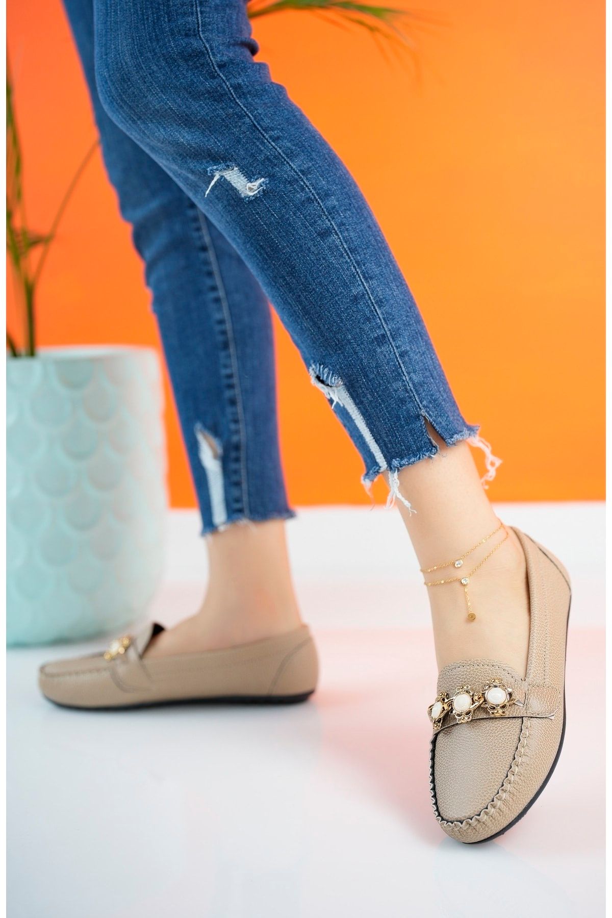 EDS Shoes Kadın Günlük Hafif Taban Güneş Toka Cilt Anne Günlük Ayakkabı