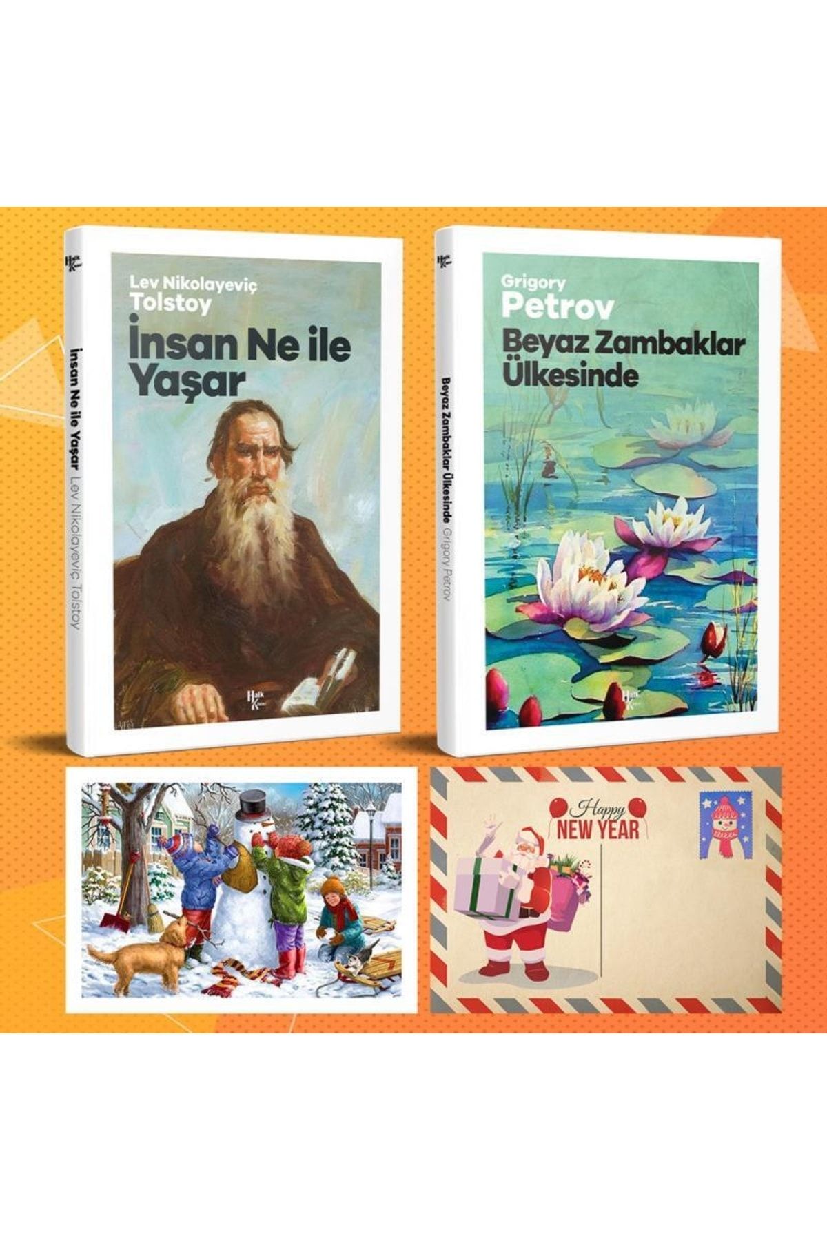 Halk Kitabevi Dünya Klasikleri Ikili Set - Insan Ne Ile Yaşar - Beyaz Zambaklar Ülkesinde Ve Kartpostal