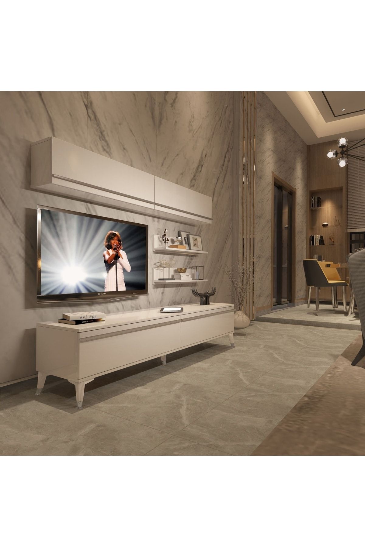 Decoraktiv Eko 5 Mdf Std Silver Tv Ünitesi Tv Sehpası - Parlak Beyaz
