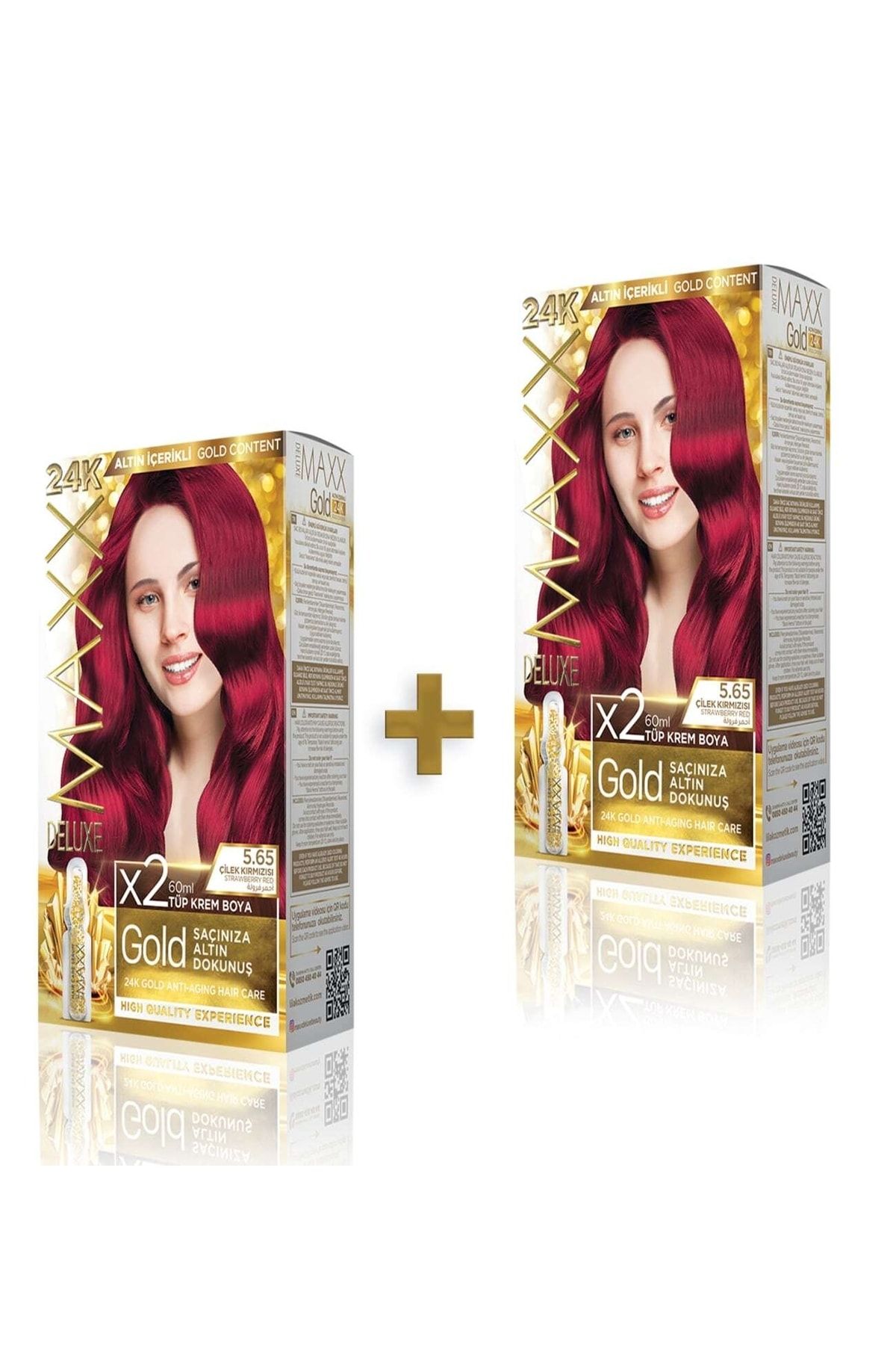 MAXX DELUXE Golden Beauty 24k 5.65 Çilek Kırmızısı Boya Seti 2 Adet