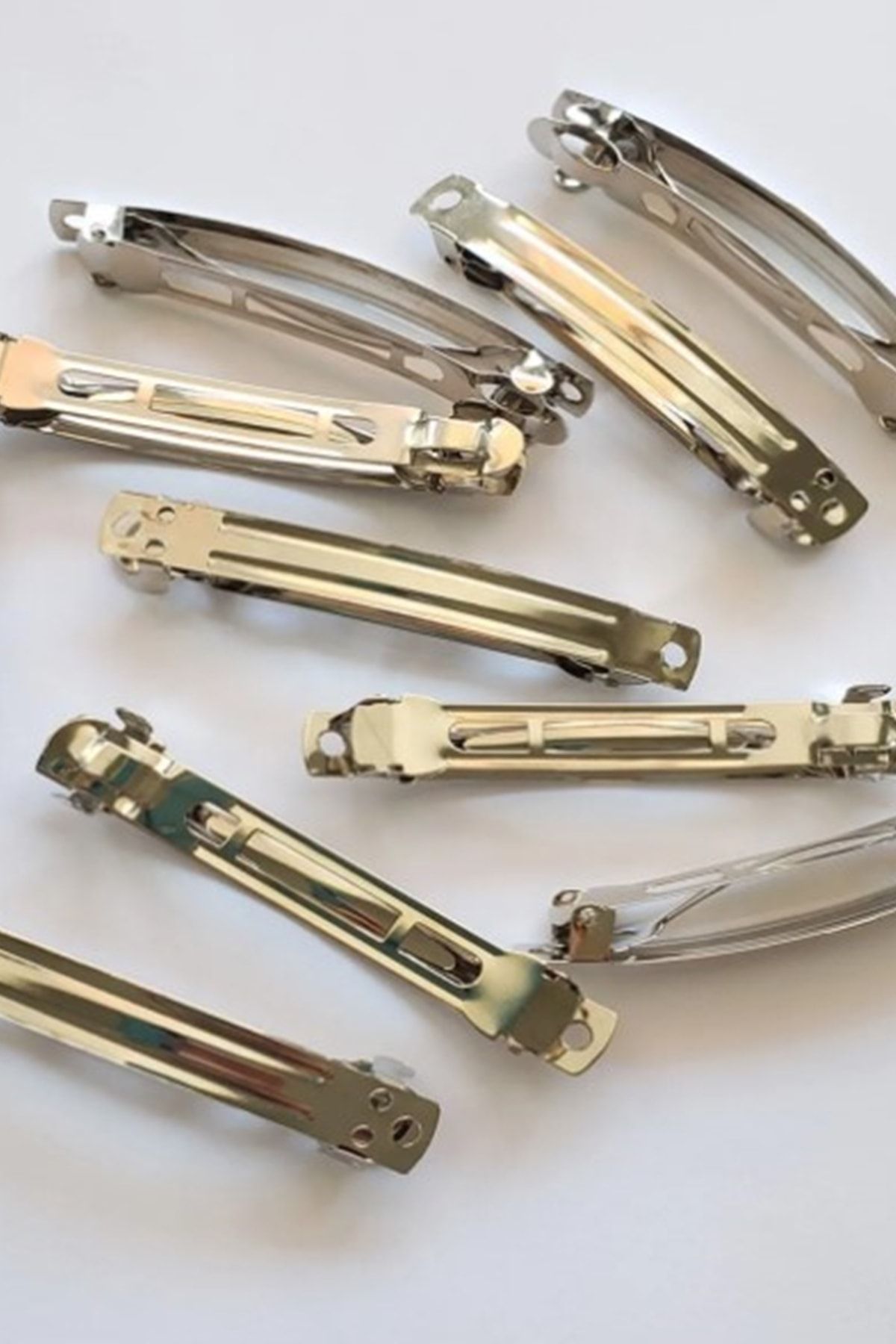 Hobigram 10 Adet 5 Cm Gümüş Renk Metal Otomatik Toka Boş Süslenmemiş