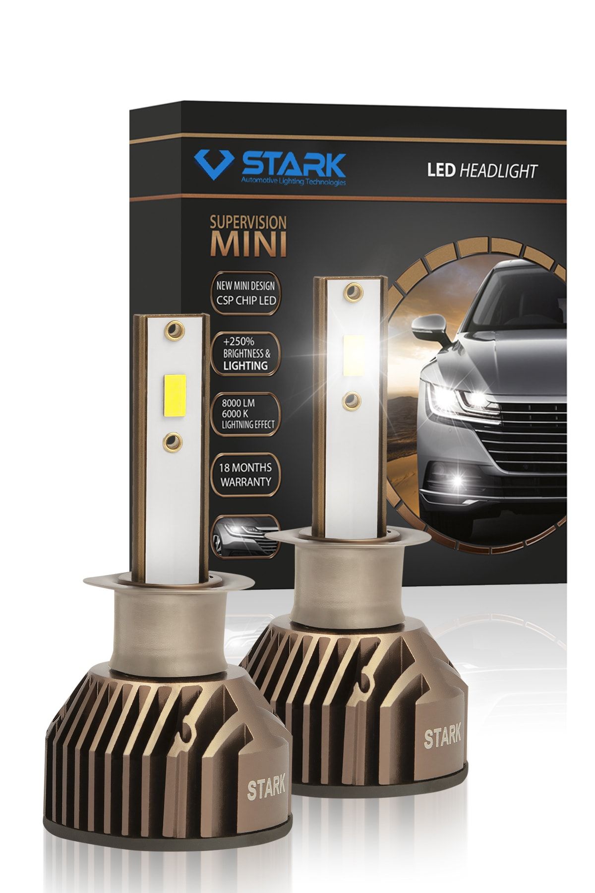 STARK Led Xenon H1 Csp Led Supervision Mini Pro Canbus 8000 Lümen 6000 Kelvin