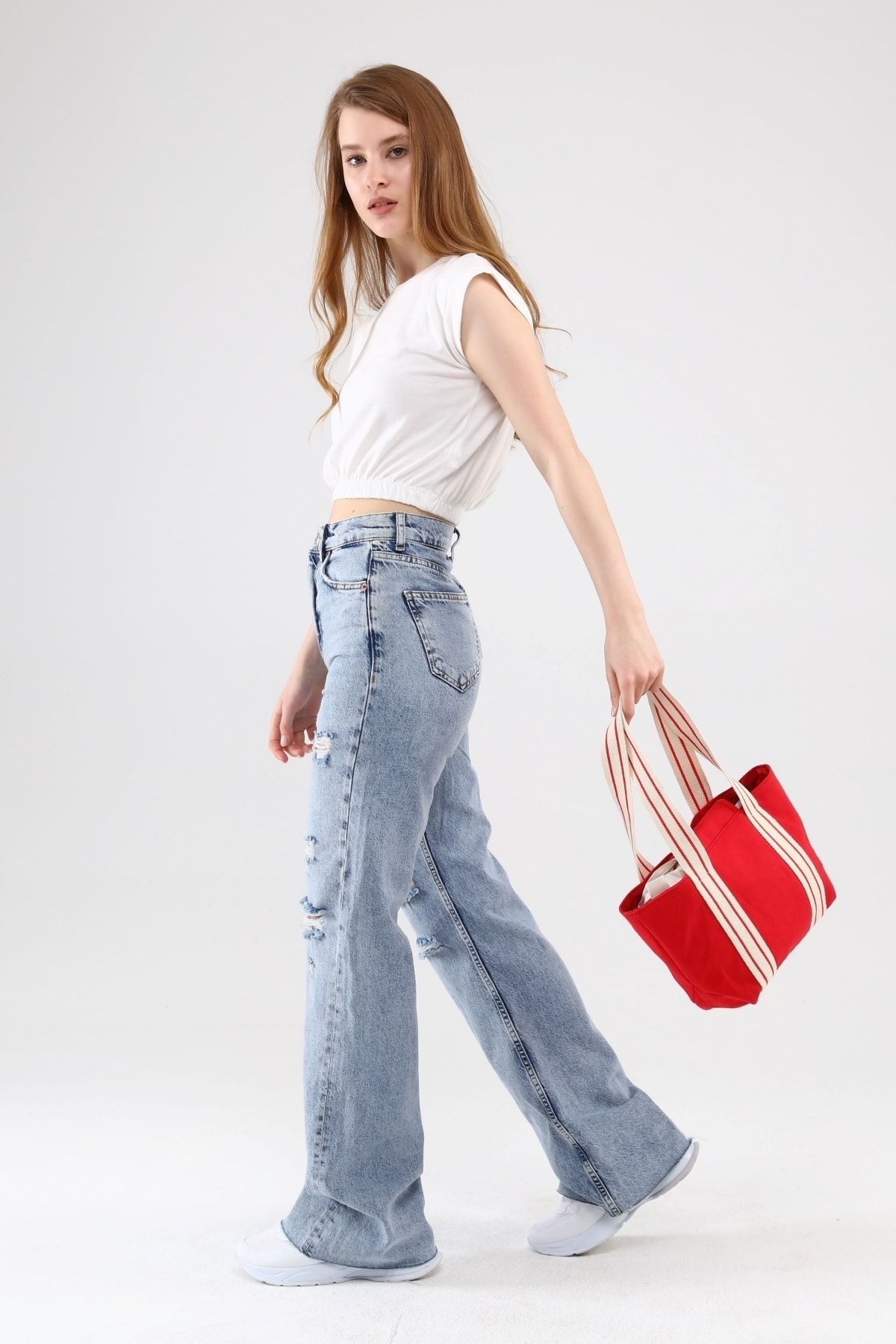 ICONE BAG Kırmızı Renk Kadın Çantası, Kadın Dokuma Kanvas El Ve Omuz Çantası, Çanta Modelleri