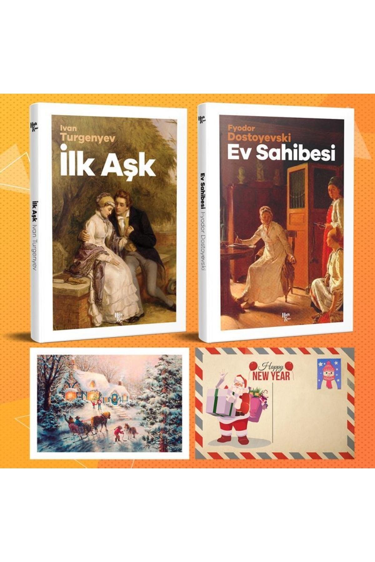 Halk Kitabevi Dünya Klasikleri Ikili Set - Ilk Aşk - Ev Sahibesi Ve Kartpostal
