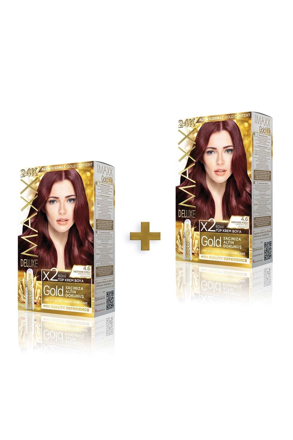 MAXX DELUXE Golden Beauty 24k 4.6 Kestane Kızılı Boya Seti 2 Adet