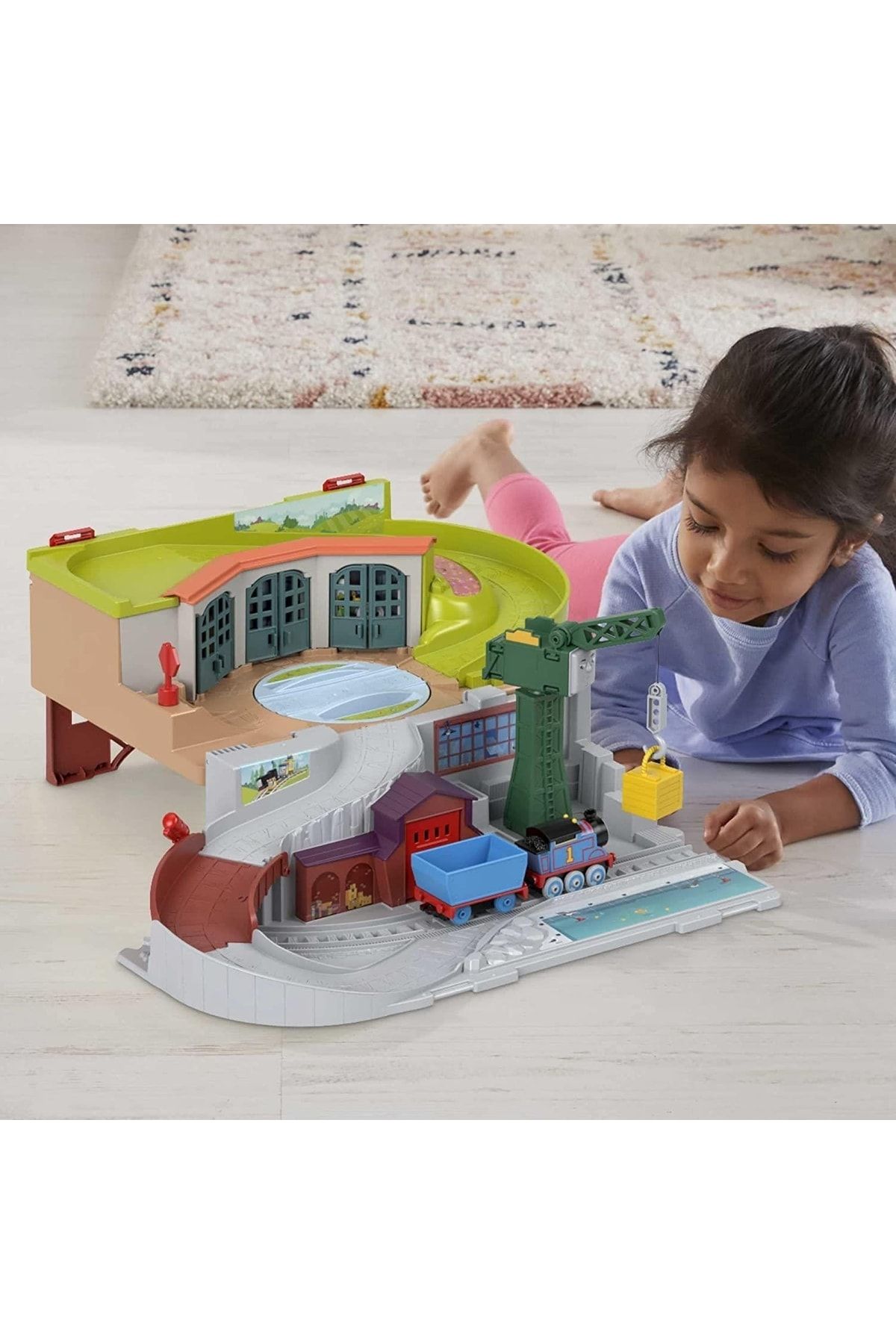 Fisher Price Orjinal Thomas Taşınabilir Sodor Tren Seti Vinç Cranky Ve Metal Thomas Treni Thomas&friends Thomas V