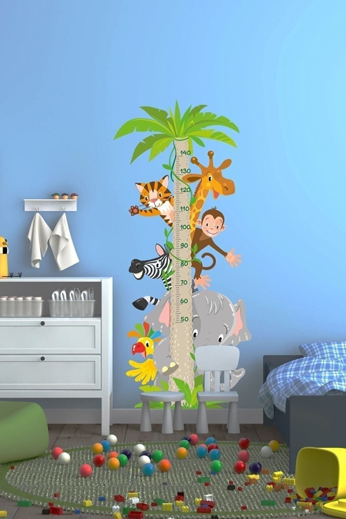 efekt reklam Sevimli Dostlar Boy Ölçer Cetveli Çocuk Bebek Odası Yapışkanlı Duvar Kağıdı Aksesuarlar Süsü Sticker
