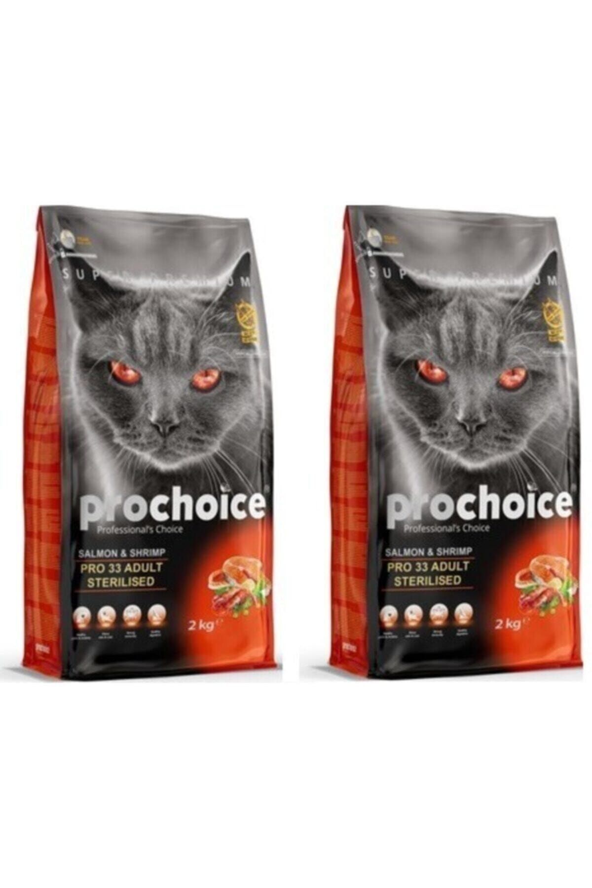 Pro Choice Pro Choice Pro Choice Pro 33 Somon Ve Karidesli Kısırlaştırılmış Yetişkin Kuru Kedi Maması 2kg X 2 =