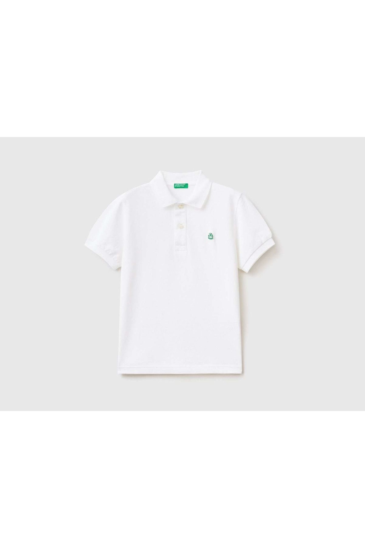 United Colors of Benetton Erkek Çocuk Beyaz Logolu Polo T-shirt