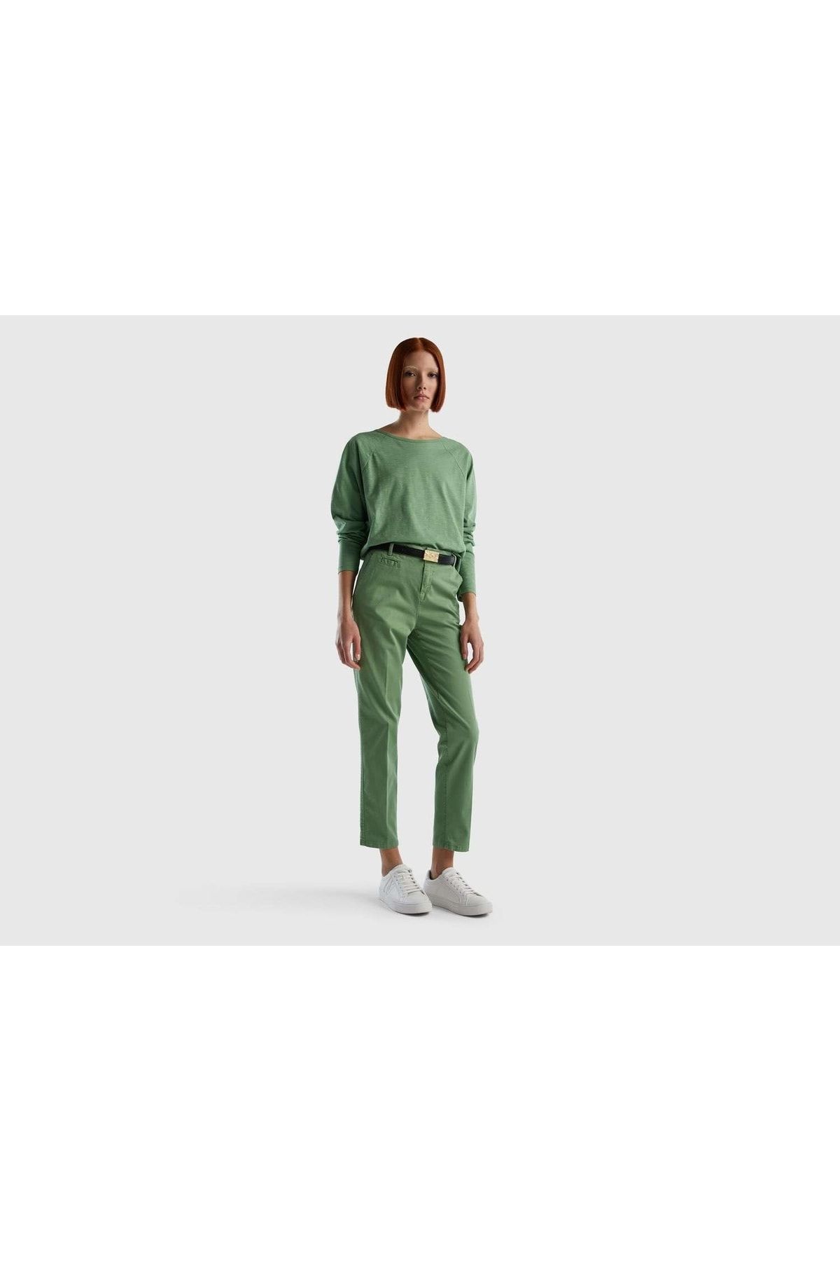 United Colors of Benetton Kadın Çağla Yeşili Elastanlı Basic Chino Pantolon
