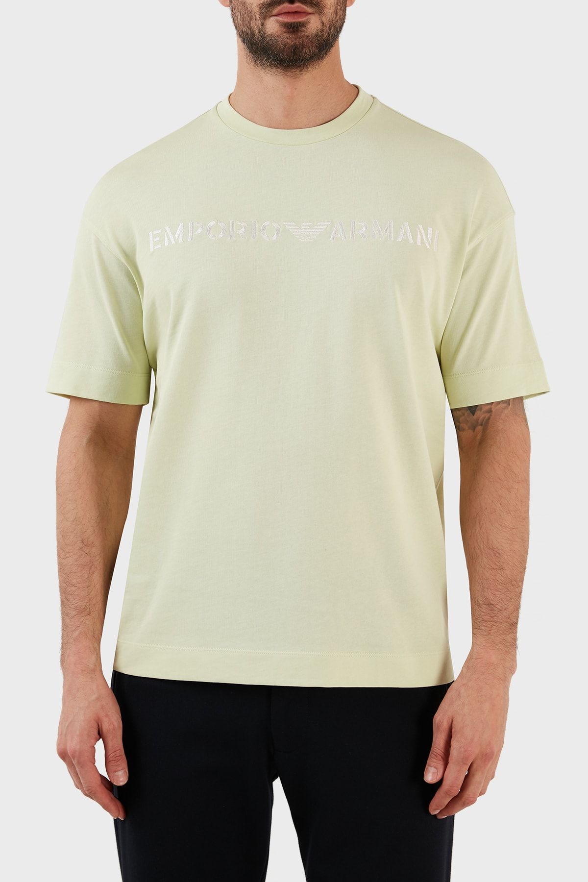 Emporio Armani % 100 Pamuk Relaxed Fit Bisiklet Yaka T Shirt Erkek T Shirt 3r1tt2
