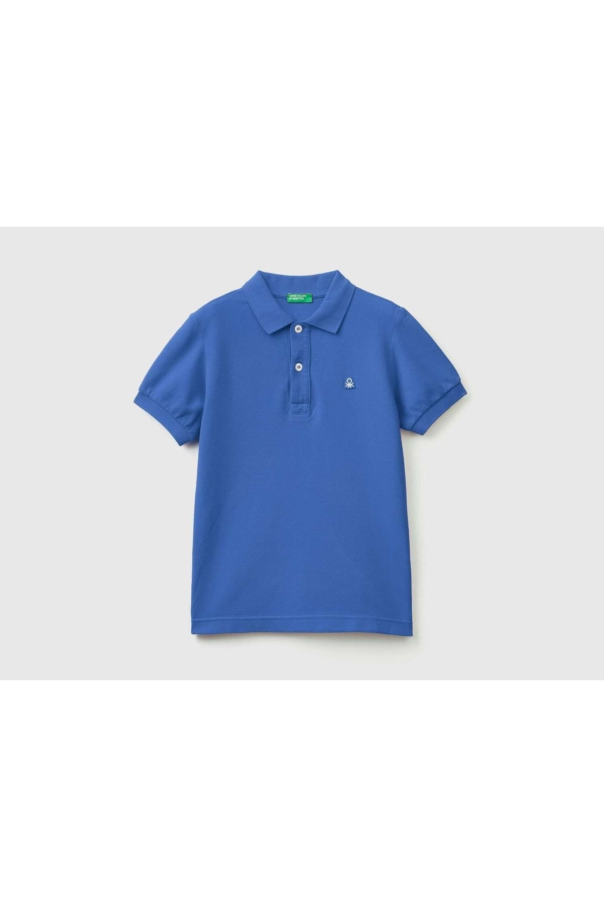 United Colors of Benetton Erkek Çocuk Mavi Logolu Polo T-shirt