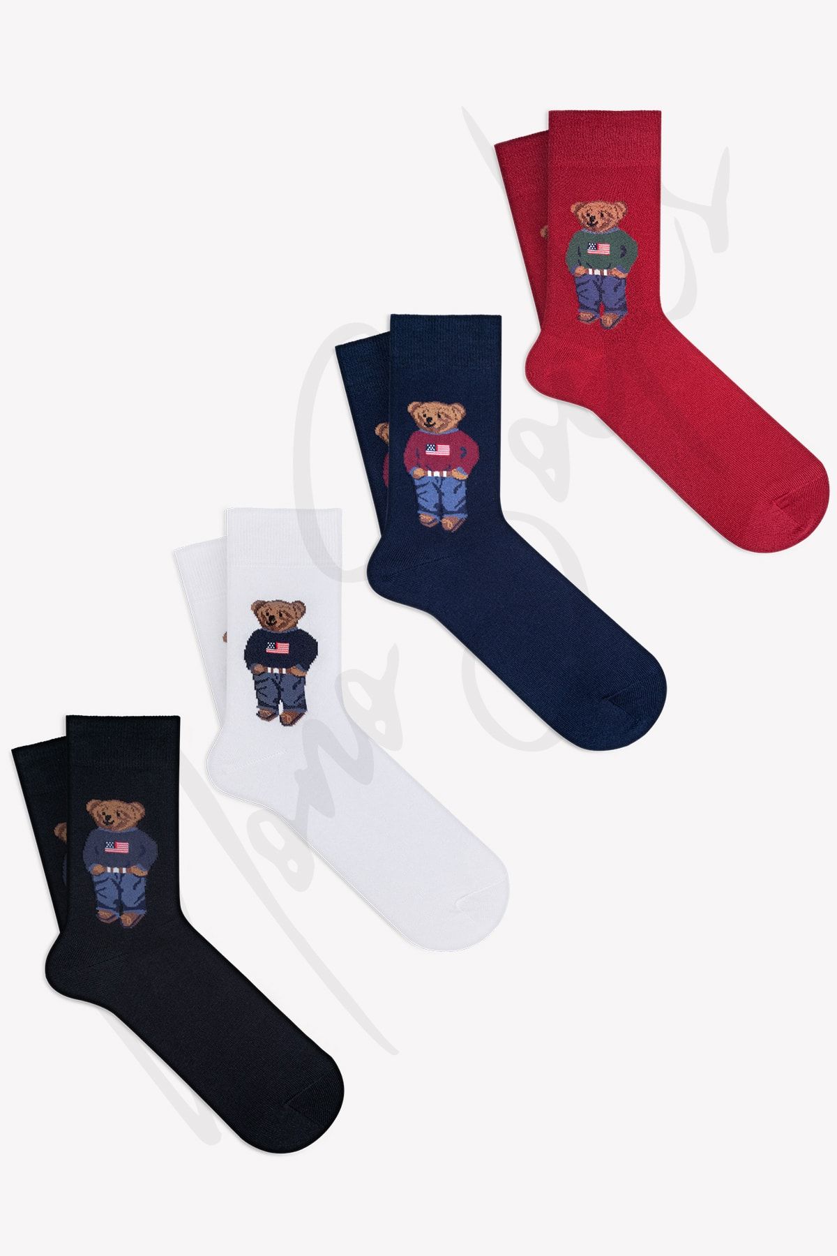 Mono Socks 4 Lü Teddy Bear Ayıcık Desenli Çorap