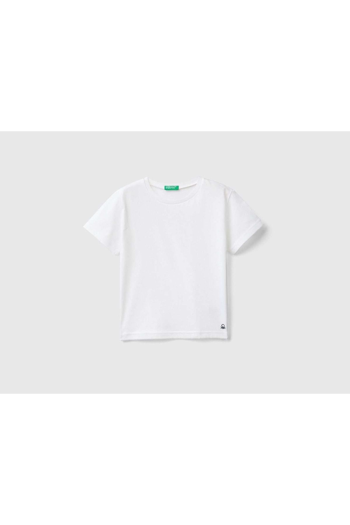 United Colors of Benetton Erkek Çocuk Beyaz Benetton Logo Basic T-shirt