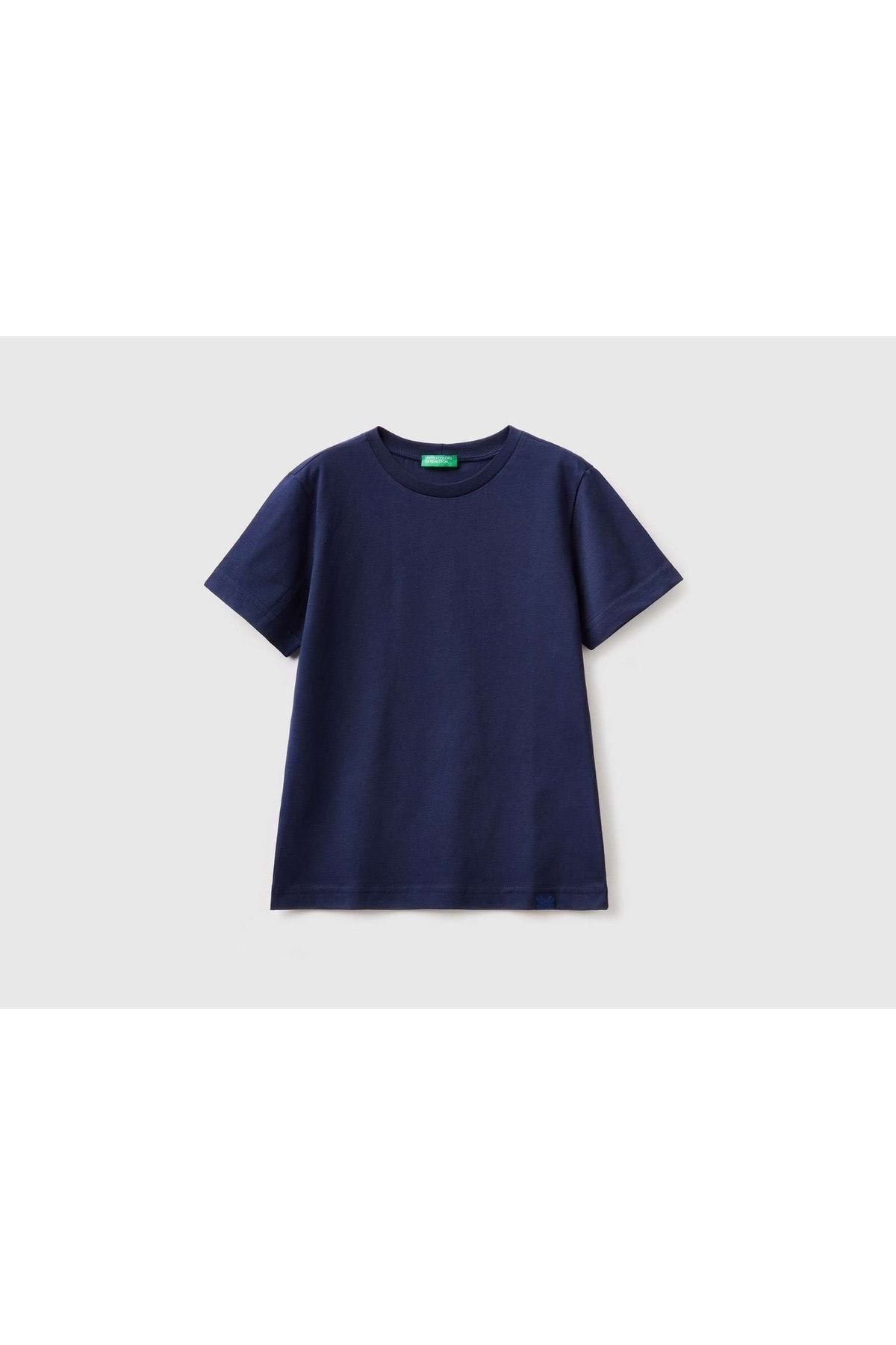United Colors of Benetton Erkek Çocuk Lacivert Basic T-shirt