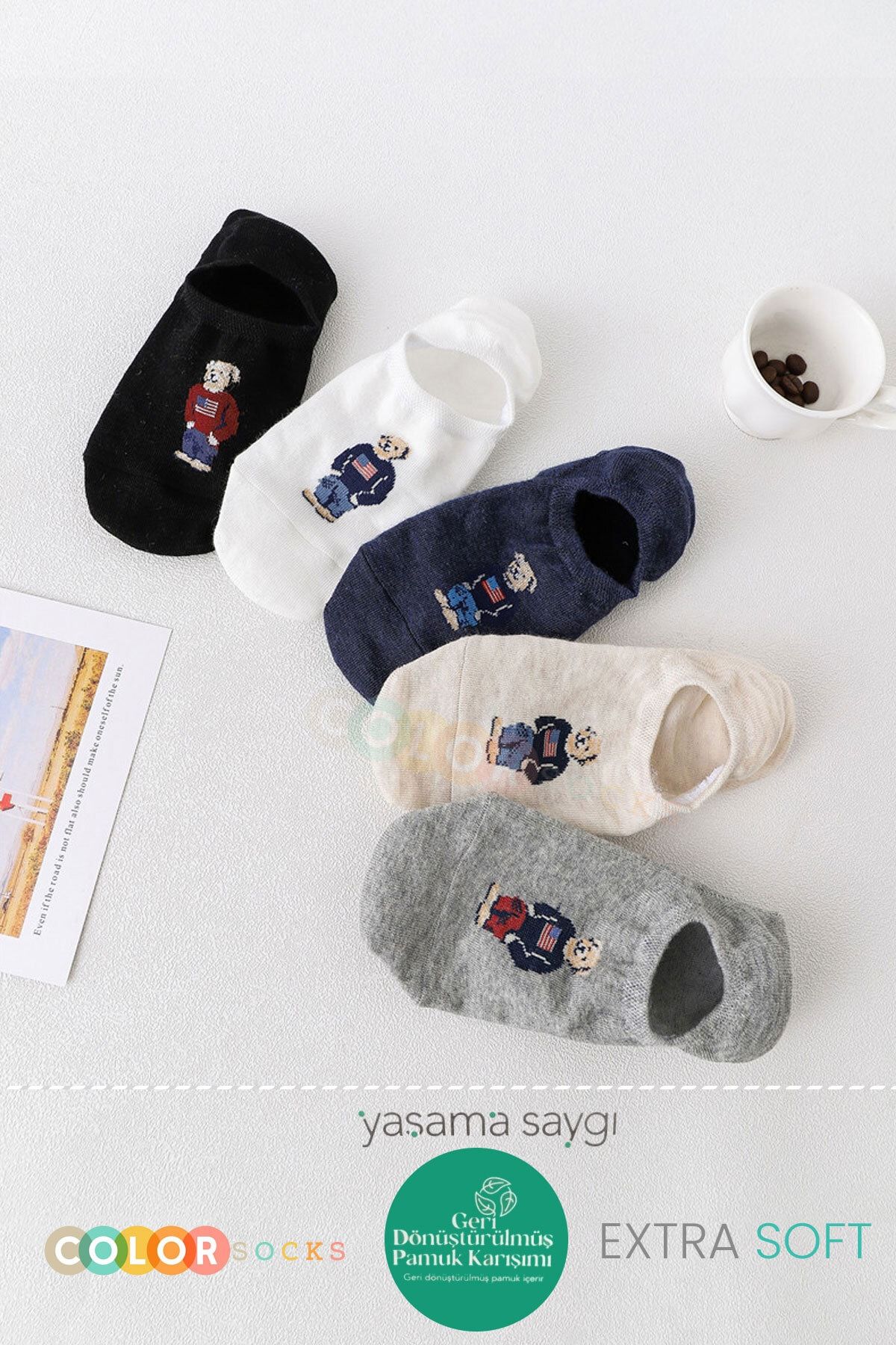 Color Socks 5'li Teddy Bear Babet Çorap