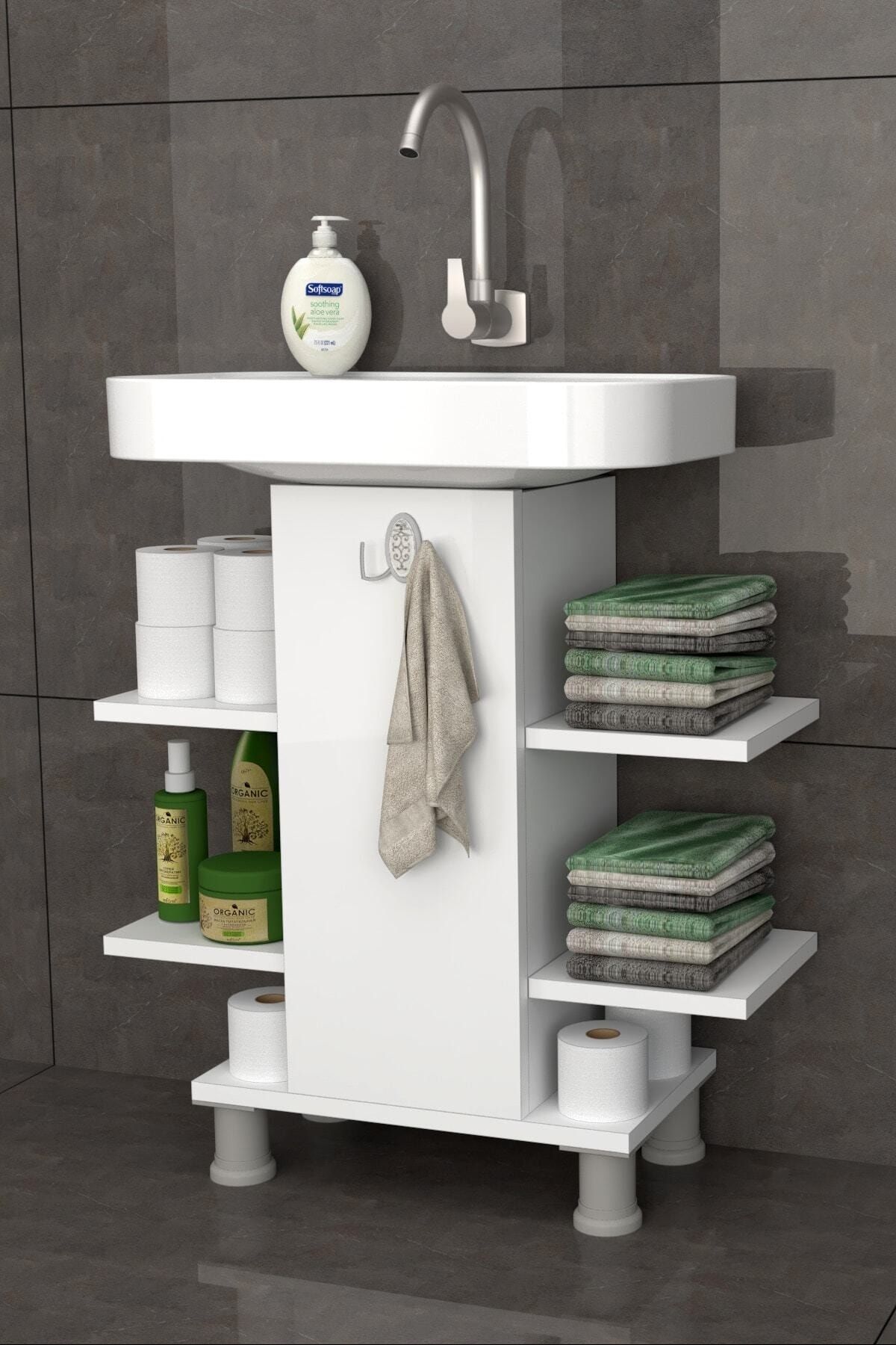 Saböm Ayaklı Banyo Dolabı | Düzenleyici Dolap | Banyo Düzenleyici Raflar | Lavabo Altı Kapama Kutusu