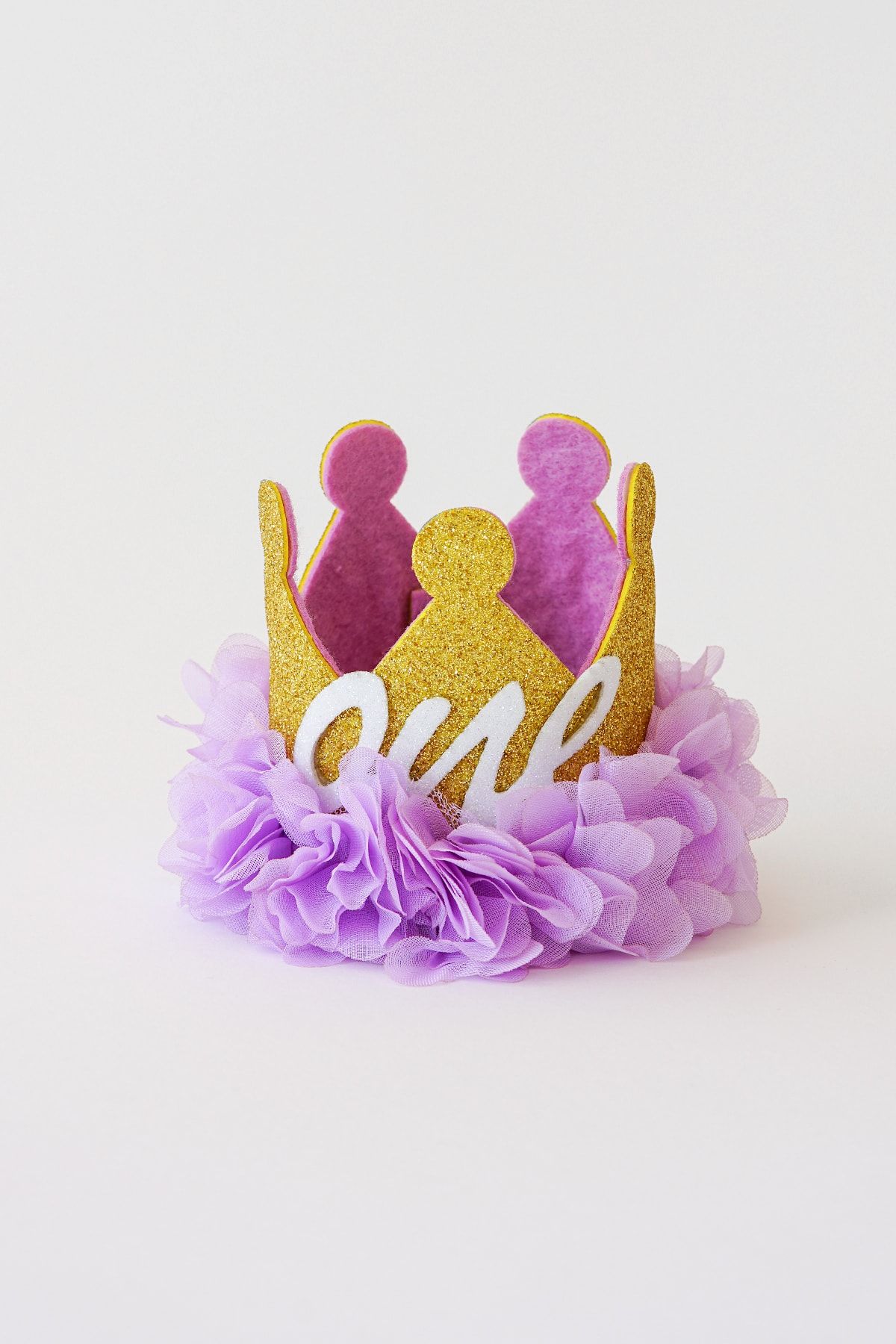 Banamio 1 Yaş Lastikli Doğum Günü Simli Parti Şapka Kraliçe Tacı (lila)
