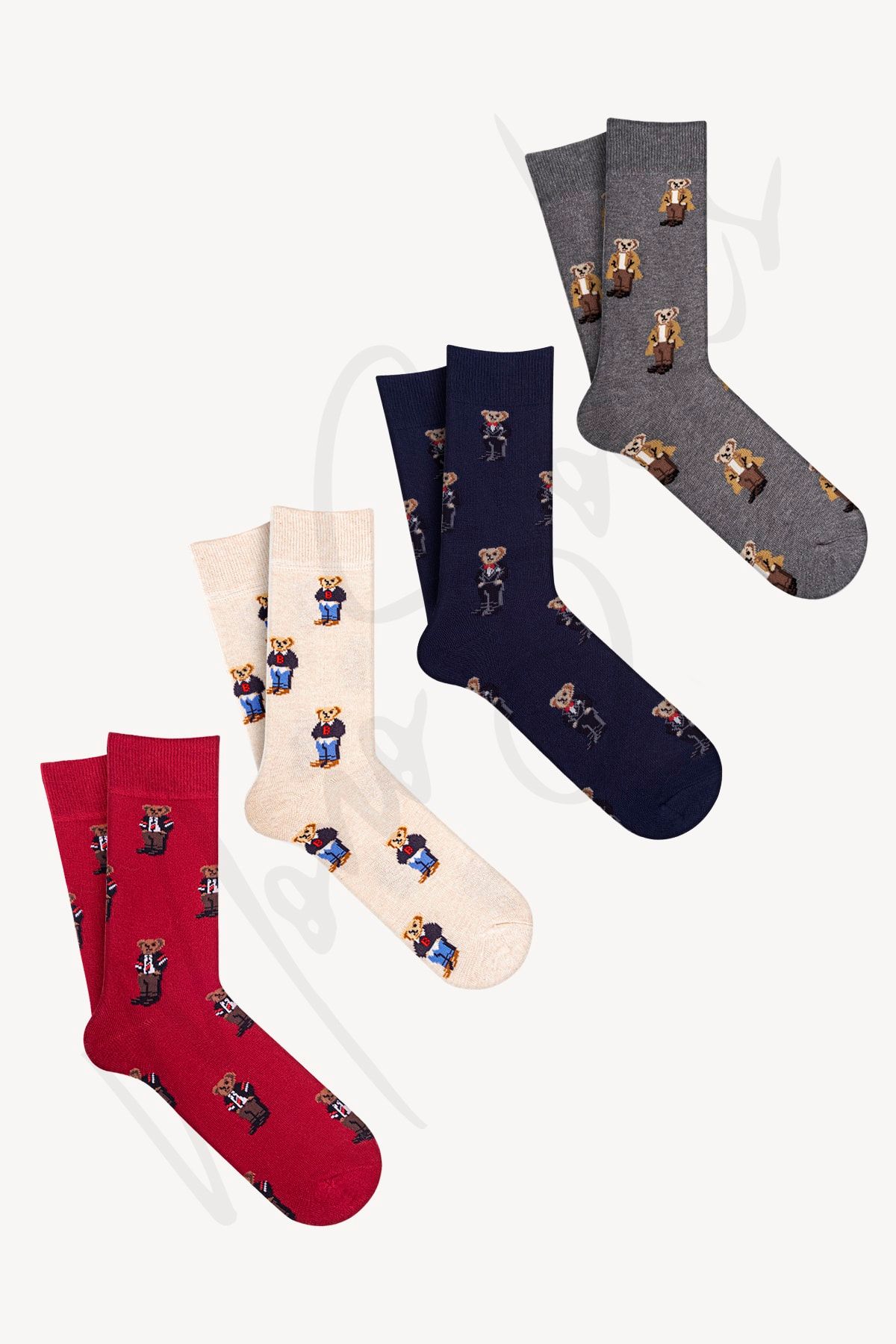 Mono Socks 4'lü Teddy Bear Çoklu Ayıcık Desenli Çorap